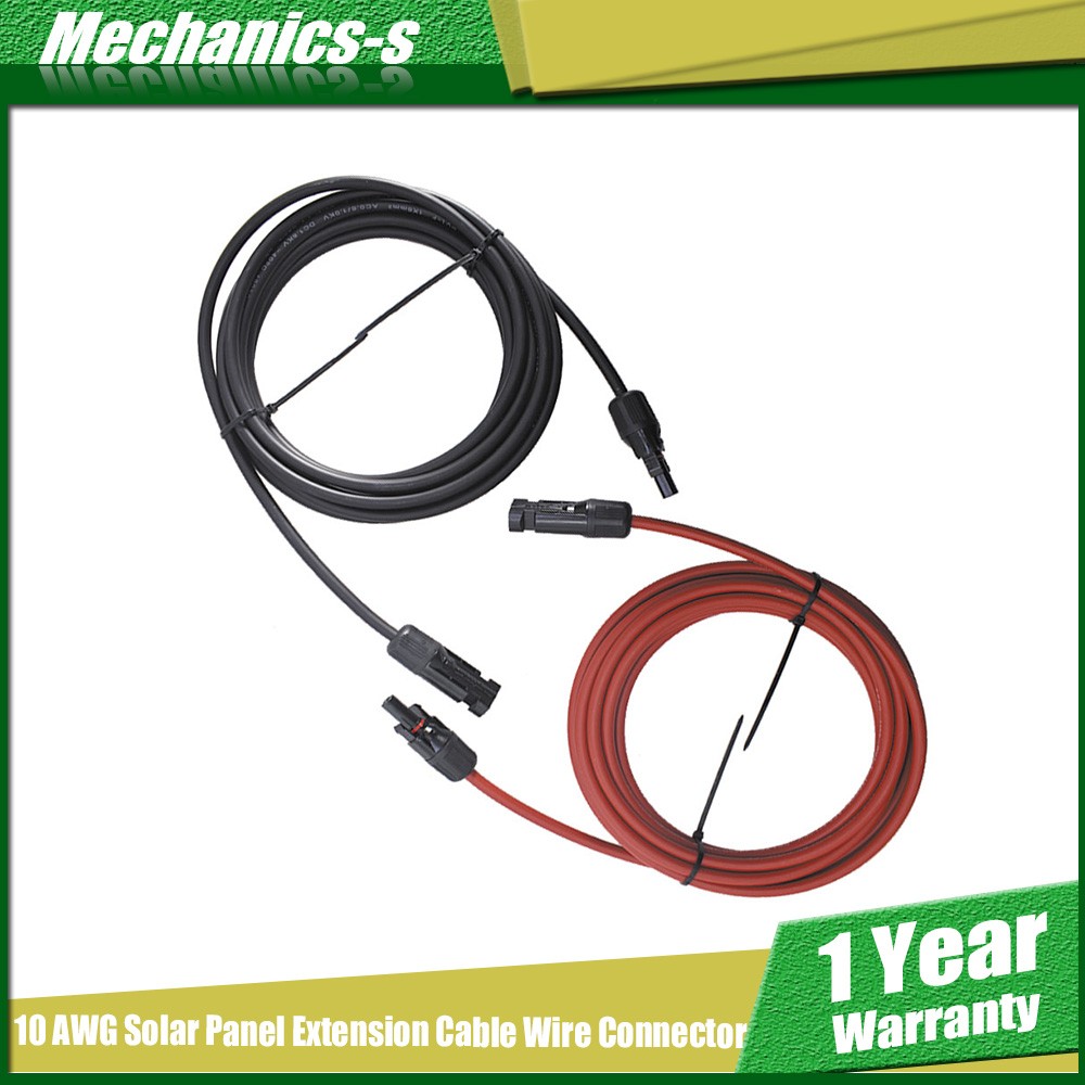 High Quality 1 Pair Solar Panel Extension Cable Wire Connector 10 AWG 15ft