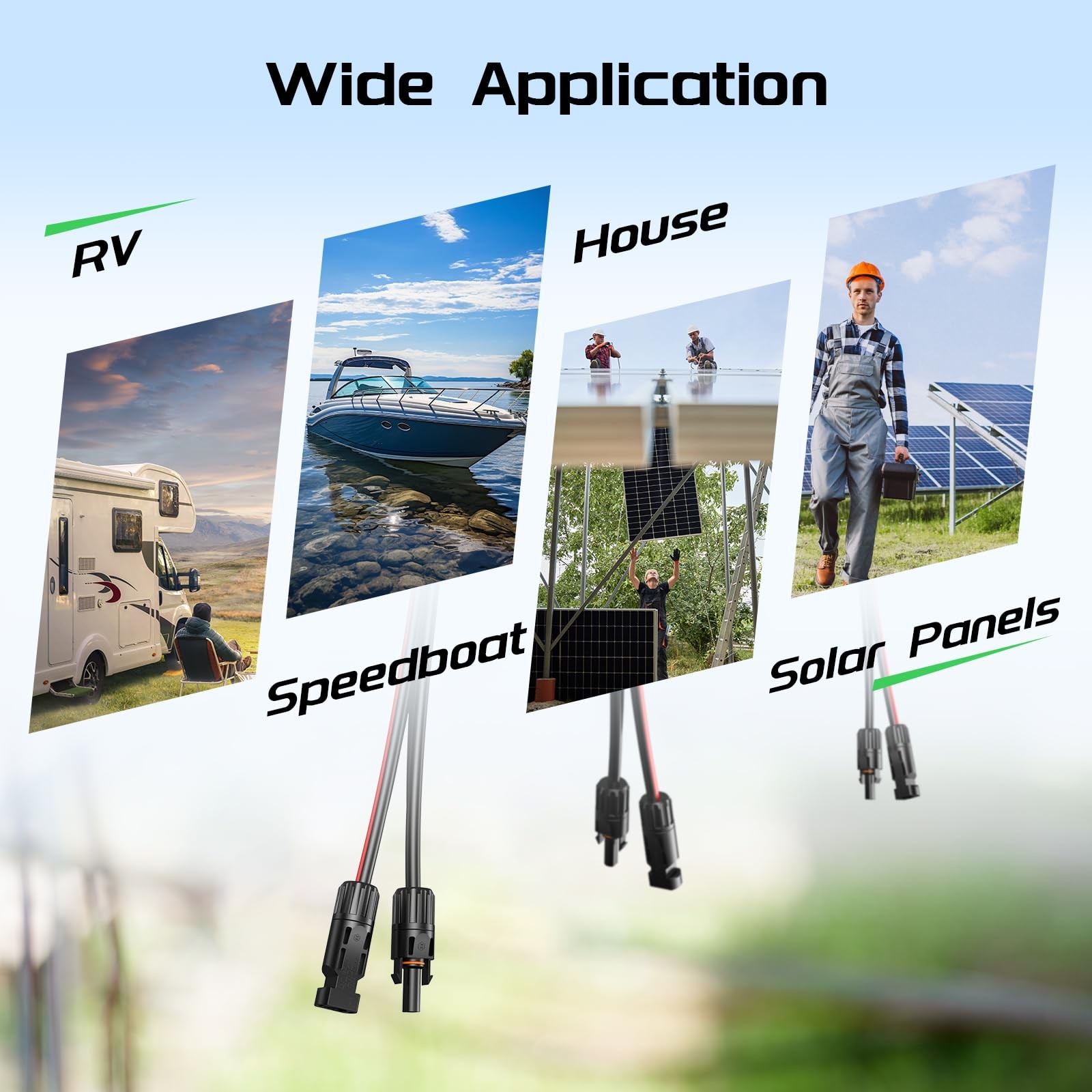 Solar Panel Extension Cable 20 Feet 10AWG 6mm² with Female Male Connectors, …