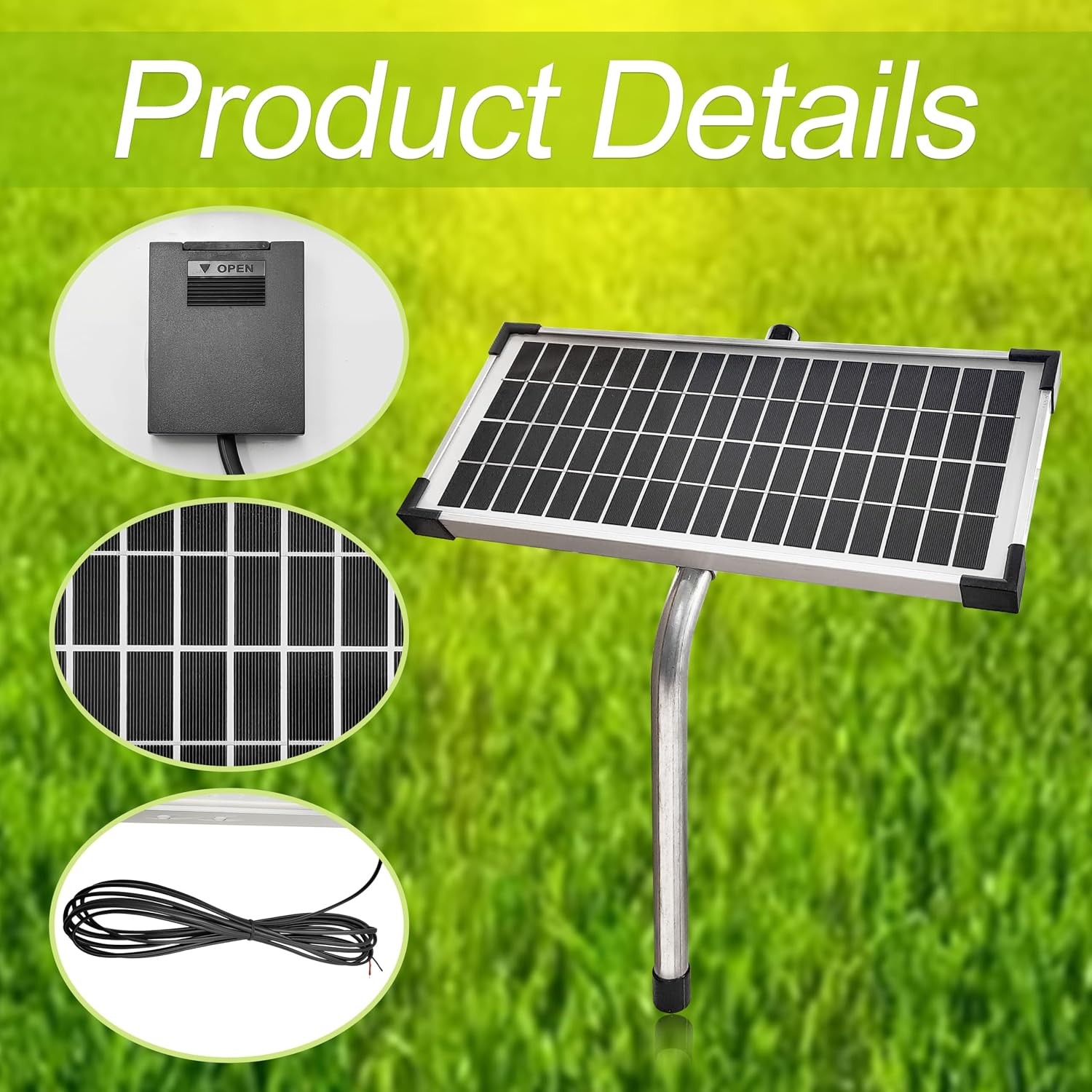 10W Solar Panel Kit for Automatic Gate Openers Compatible with Mighty Mule