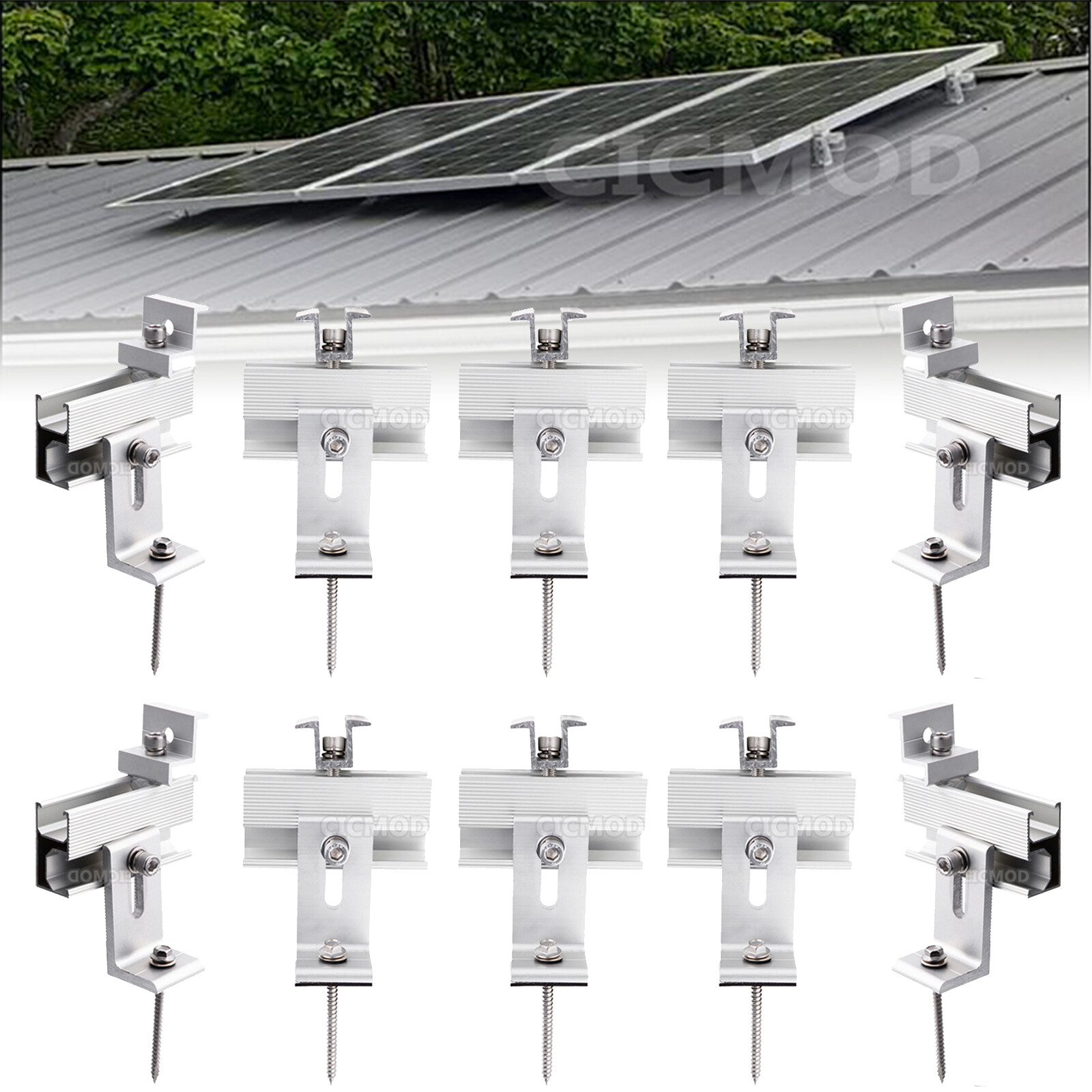 Universal Solar Panel Roof Mount Brackets Kit for 1-4 Pcs Solar Panels Mounting