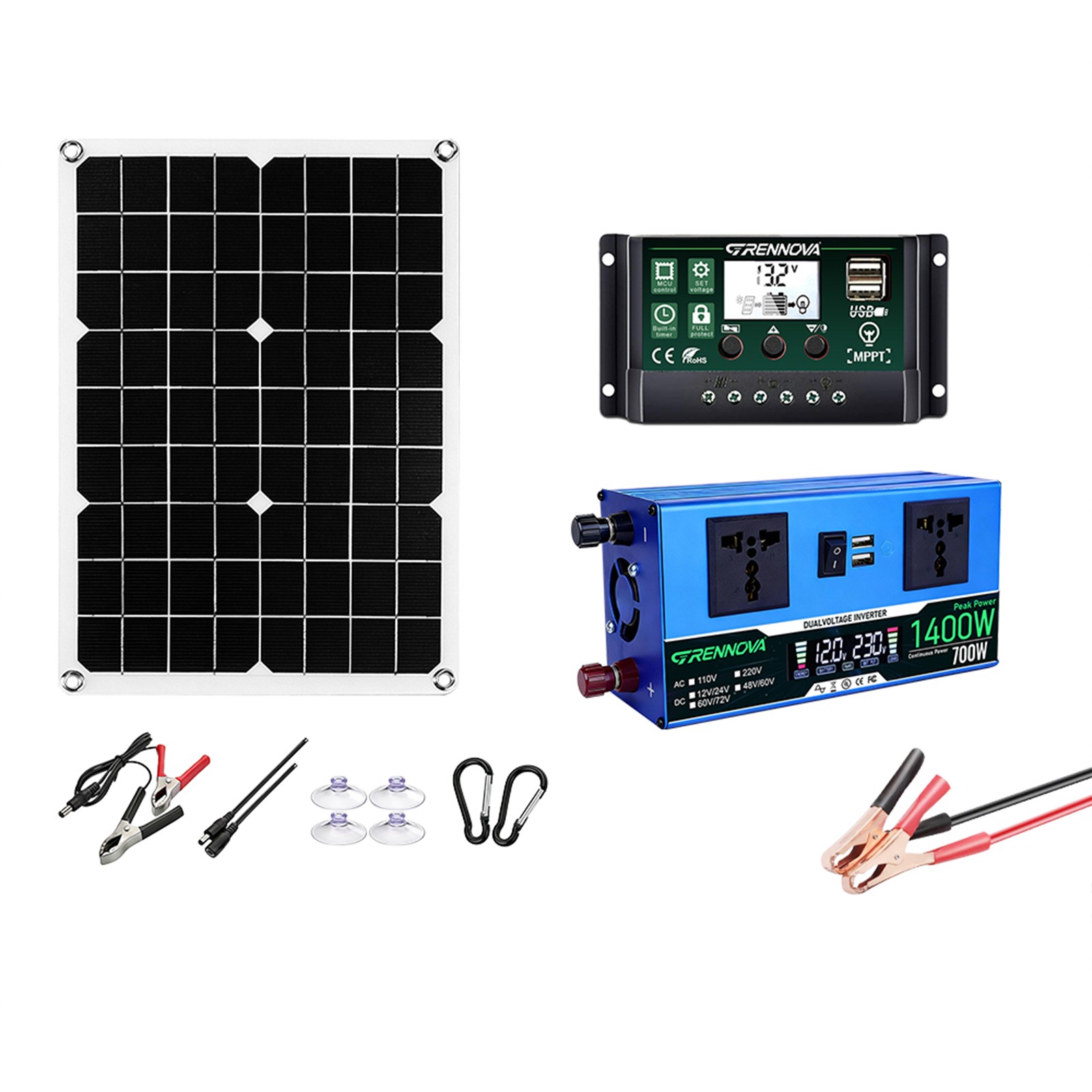 Grennova 1400W Solar Kit 60A MPPT Dual Voltage Off-Grid Home Backup Power