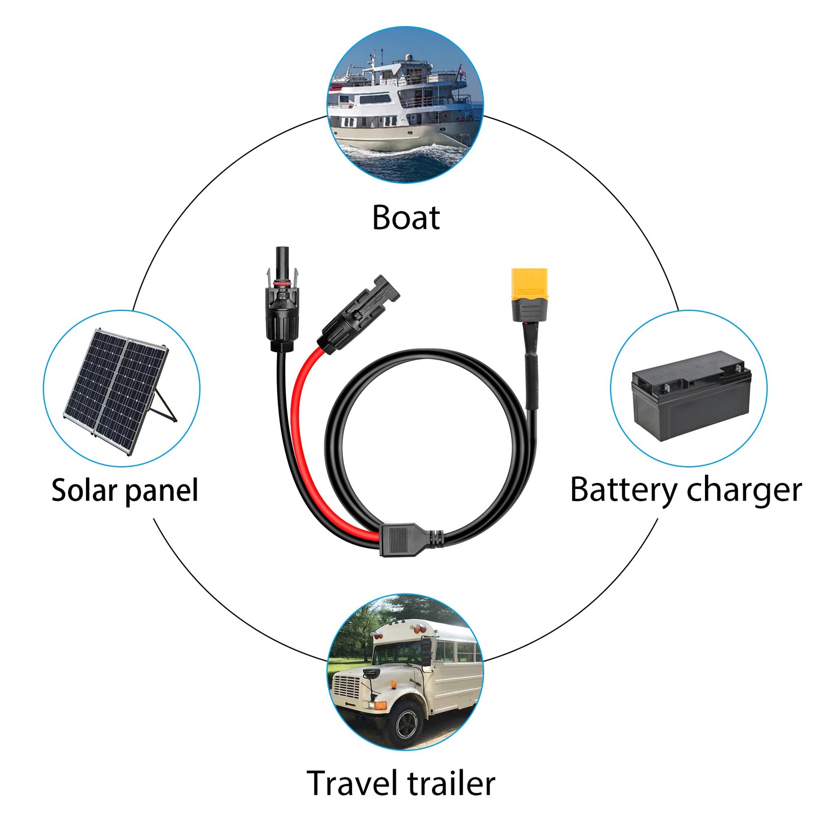 Solar Connector to XT60 Male Adapter Cable,1.8m/5.9ft XT60 Male Connector Con…