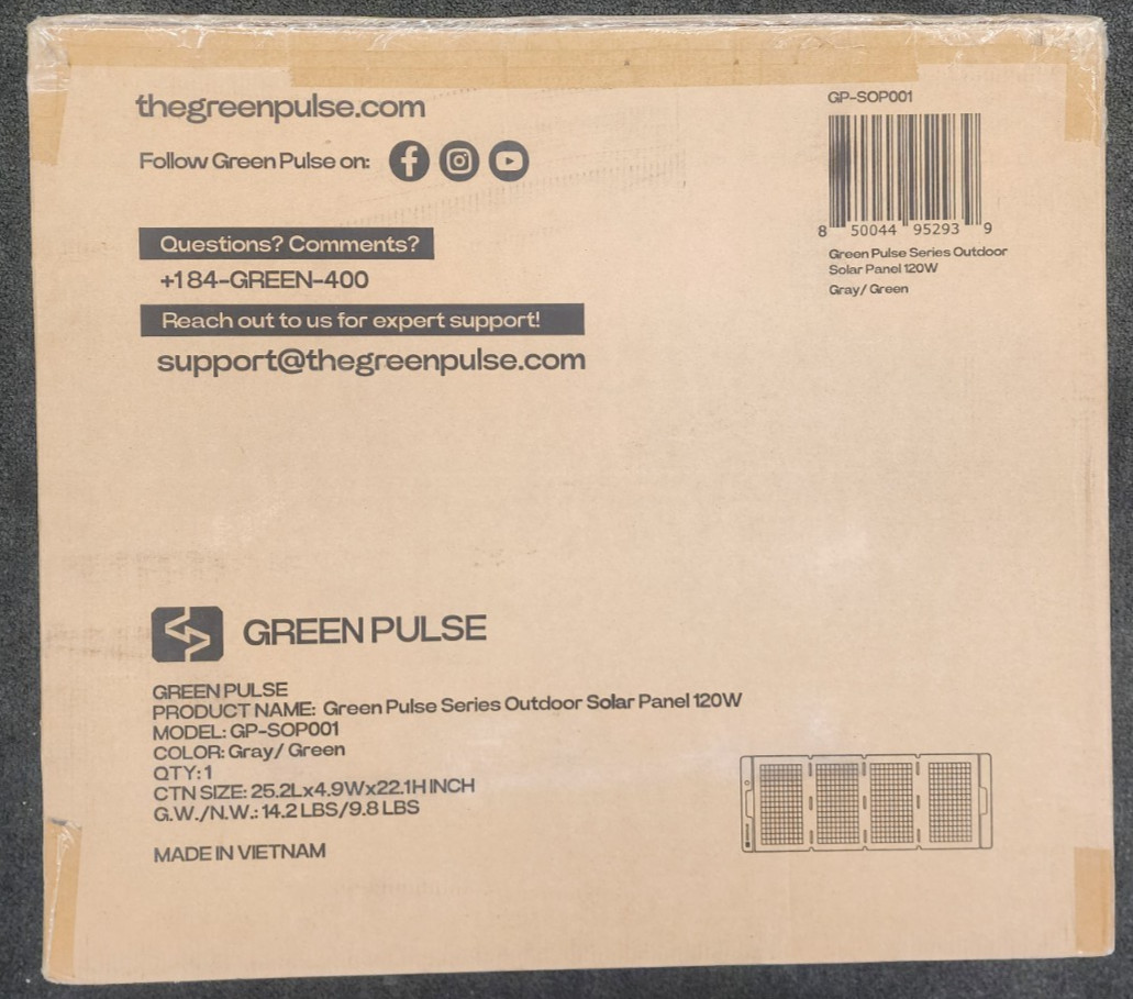 Green Pulse Series Outdoor Solar Panel 120W SEALED BOX Green/Grey SP1-23
