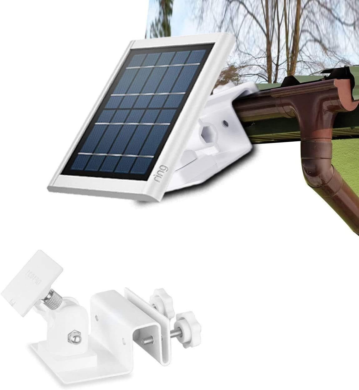 Outdoor Solar Panel Gutter Mount Adjustable Angle White Aluminum Alloy Bracket