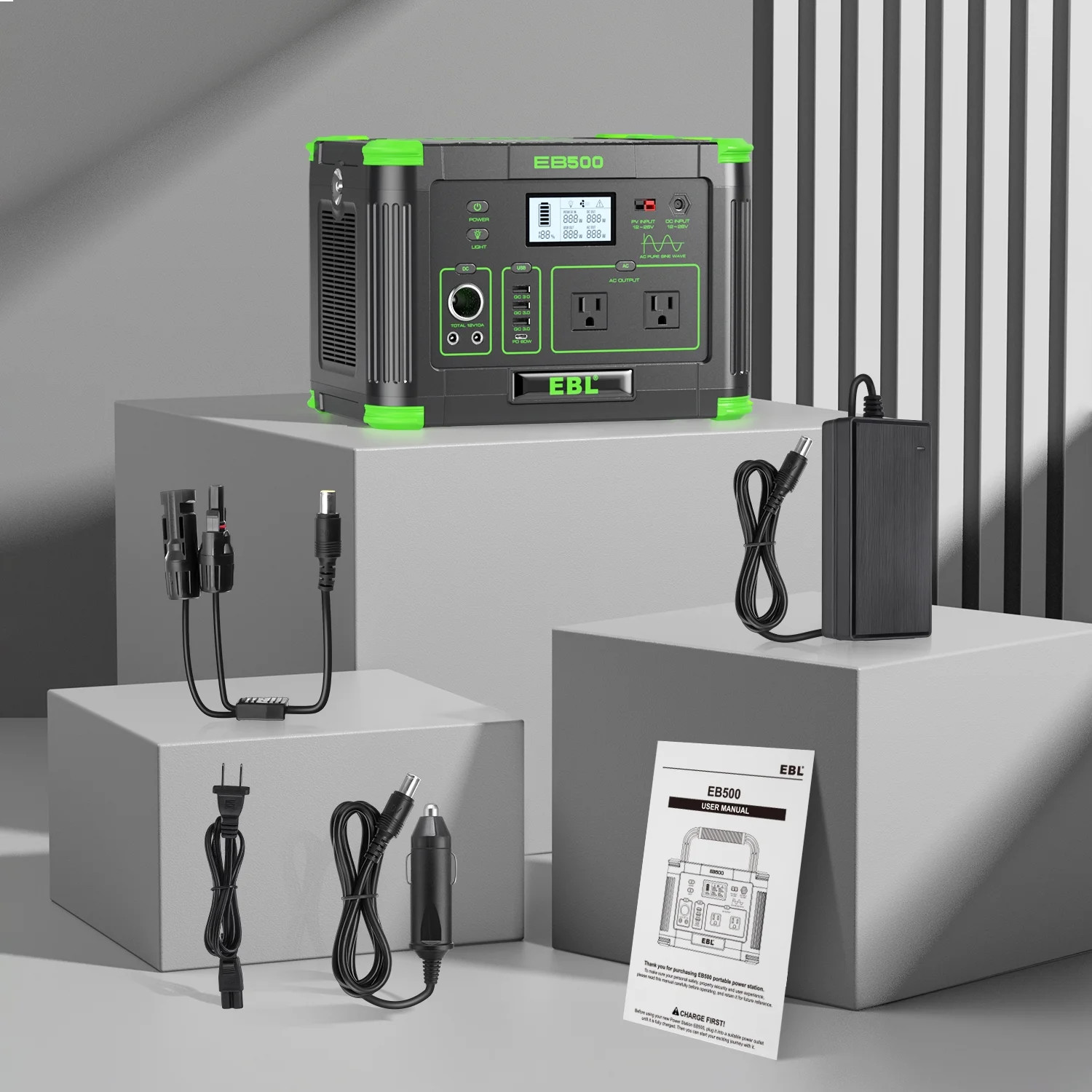 Portable Power Station 500w(Peak 1000W), Camping Solar Powerhouse Outdoor Indoor