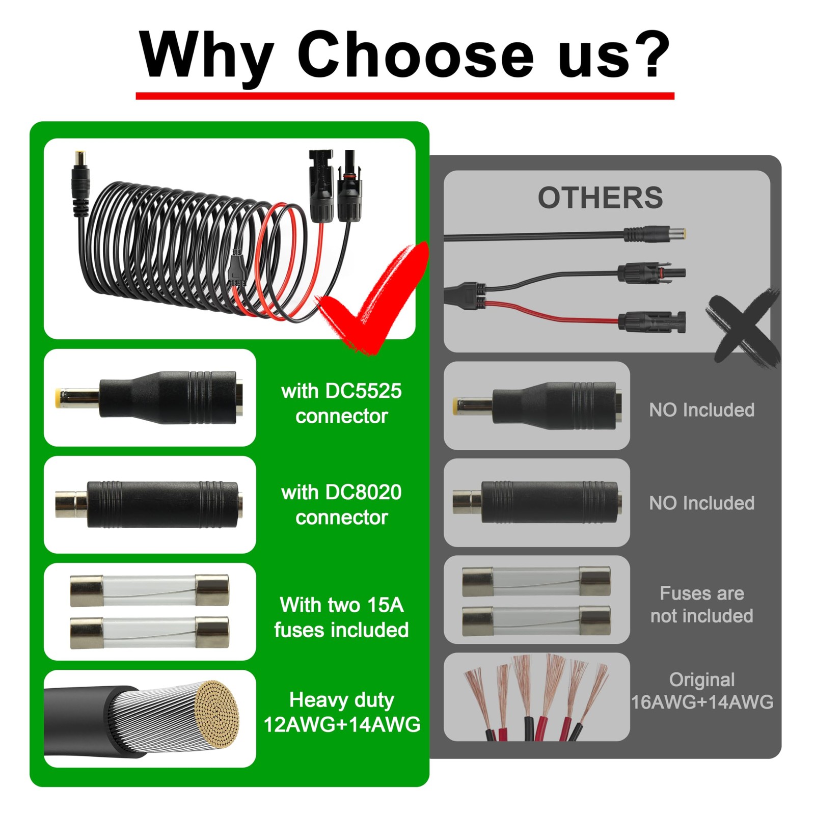 5m 16ft Solar Extension Cable Solar to DC7909 Cable with Solar Series Connect…