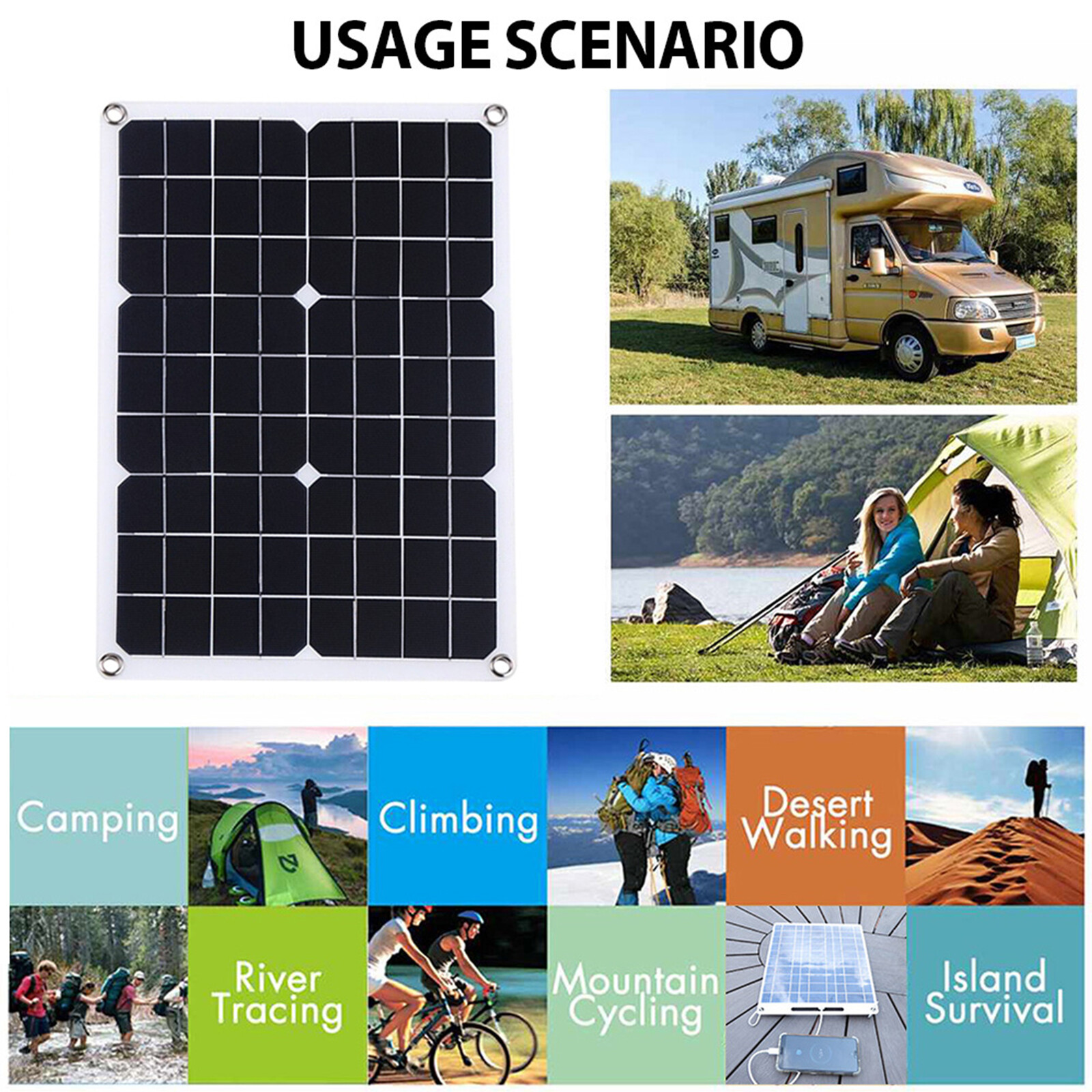 25 Watts Solar Panel Kit 100A 12V Battery Charger with Controller Caravan Boat