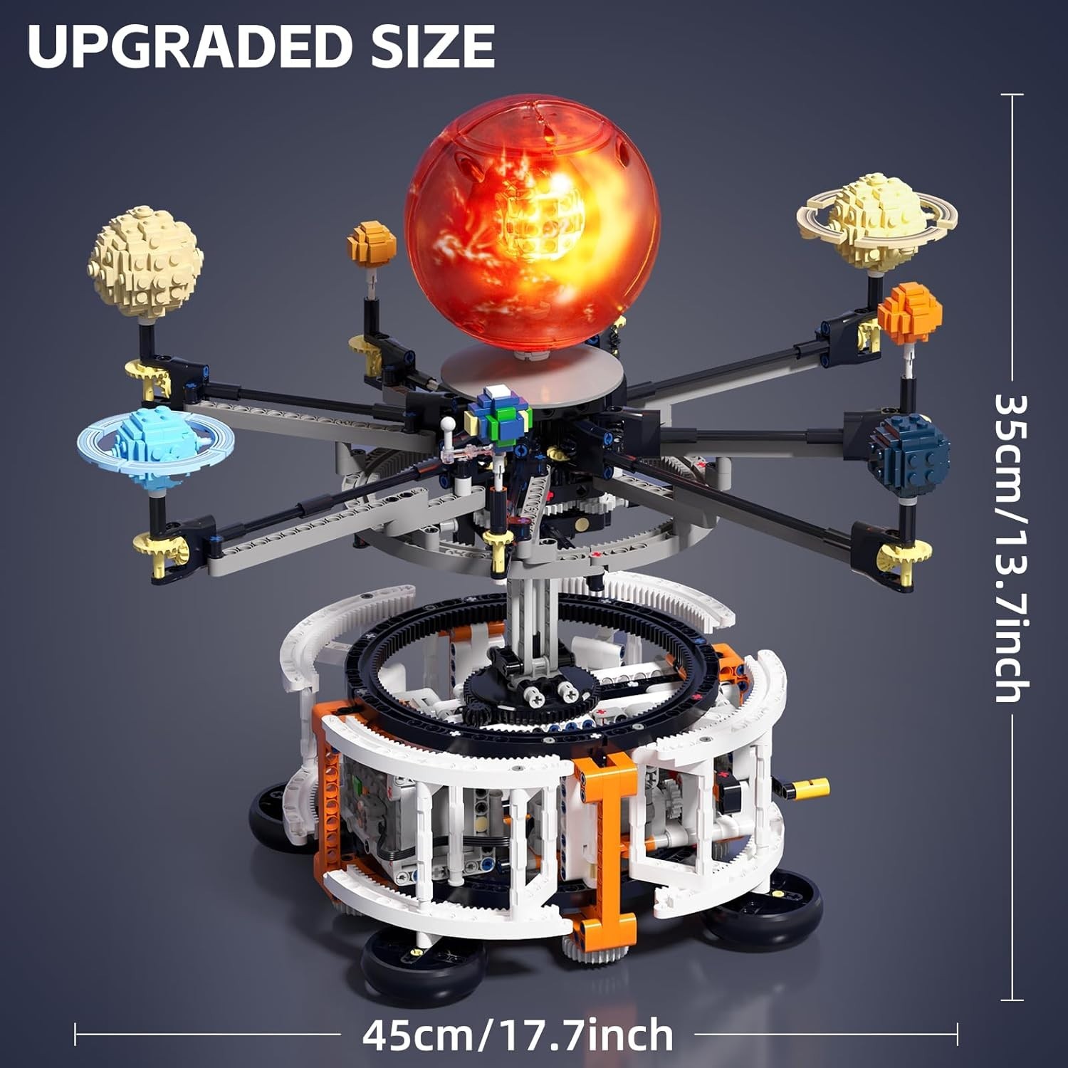 Dual-Mode Spinning Solar System Space Building Kit Rotating Planets Light-up Sun