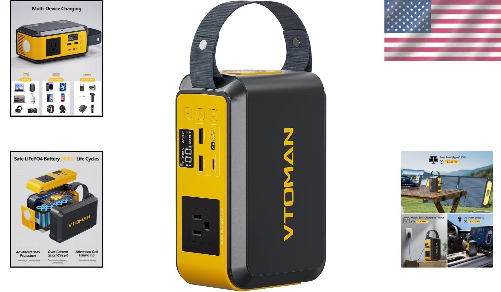 Compact Jump 100 Power Station: 200W AC Outlet, 65W USB-C, Durable & Lightweight