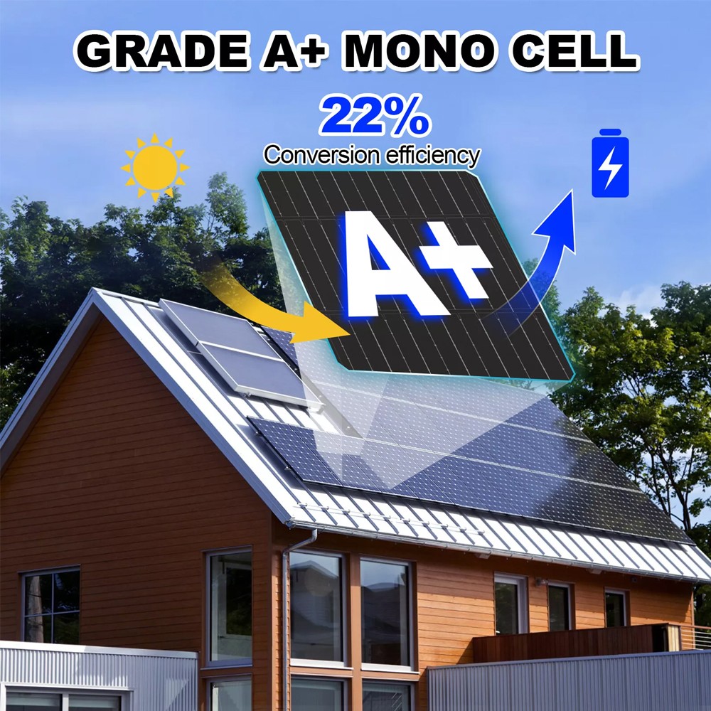 60W 18V All Black Mono Solar Panel PV Power IP65 12V Battery Off-Grid RV Charger