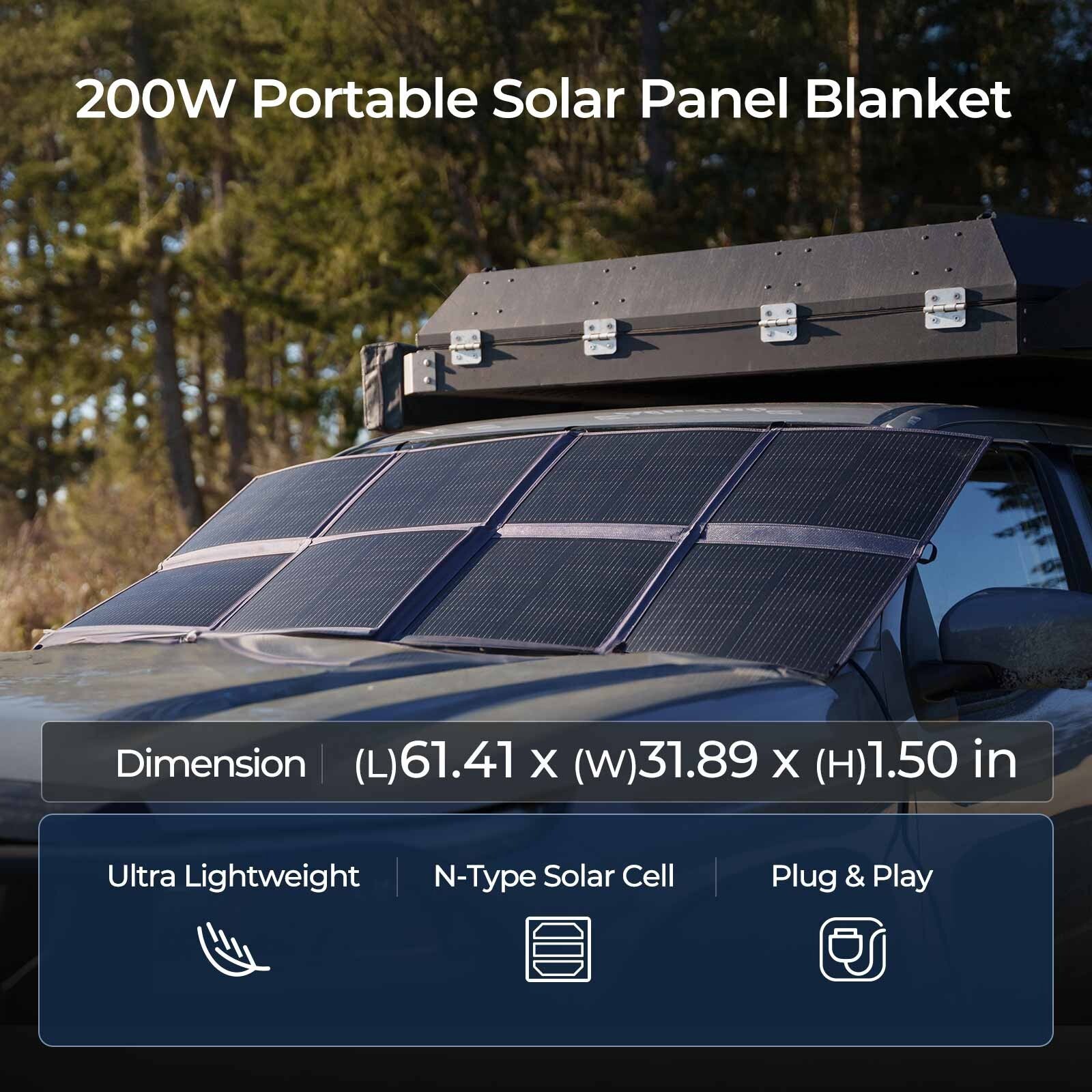 Renogy 200W N-Type Portable Solar Panel Blanket Off-Grid Certified Refurbished