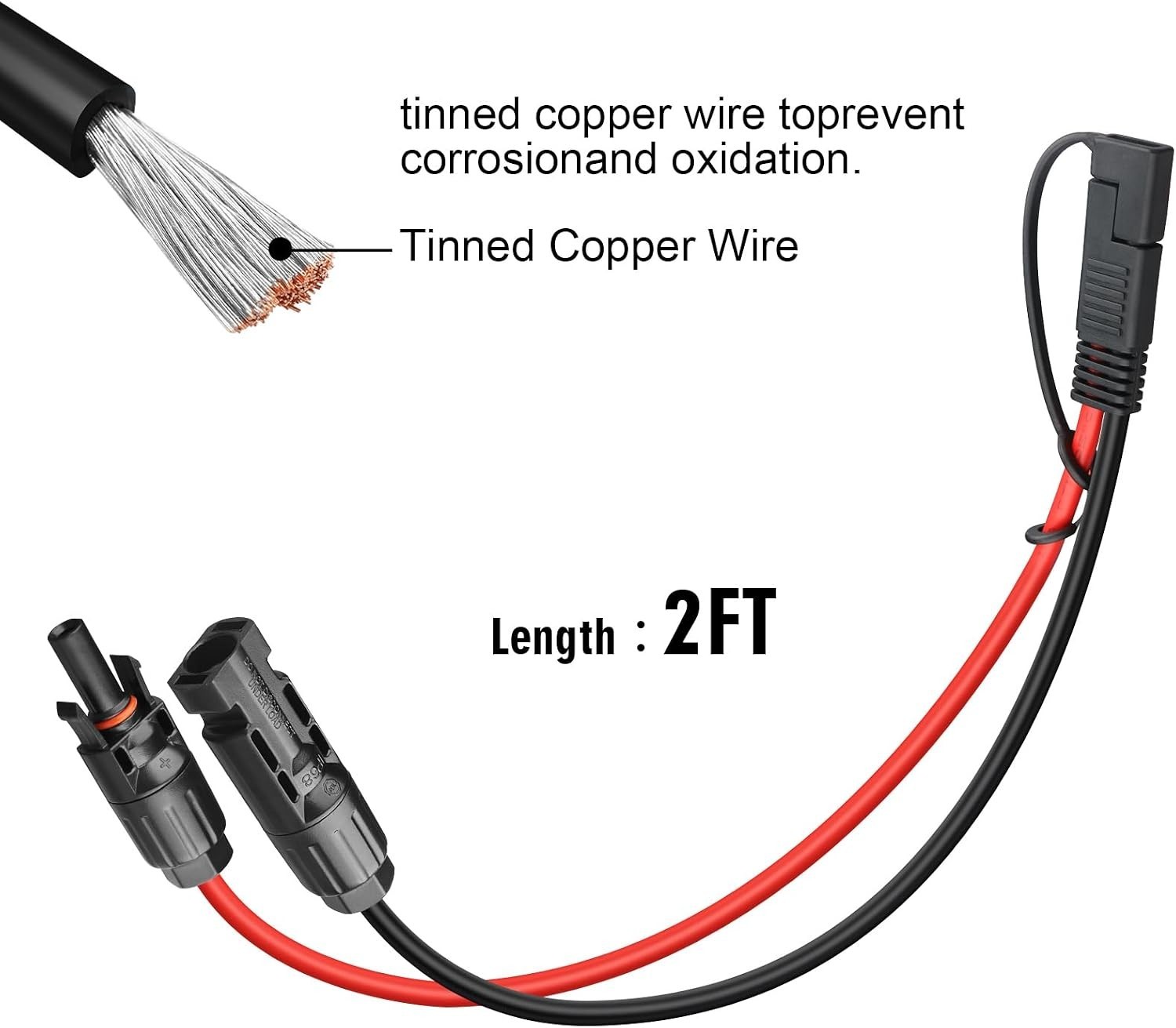 Weatherproof 10AWG Solar Panel Connector & SAE Polarity Reverse Adapter