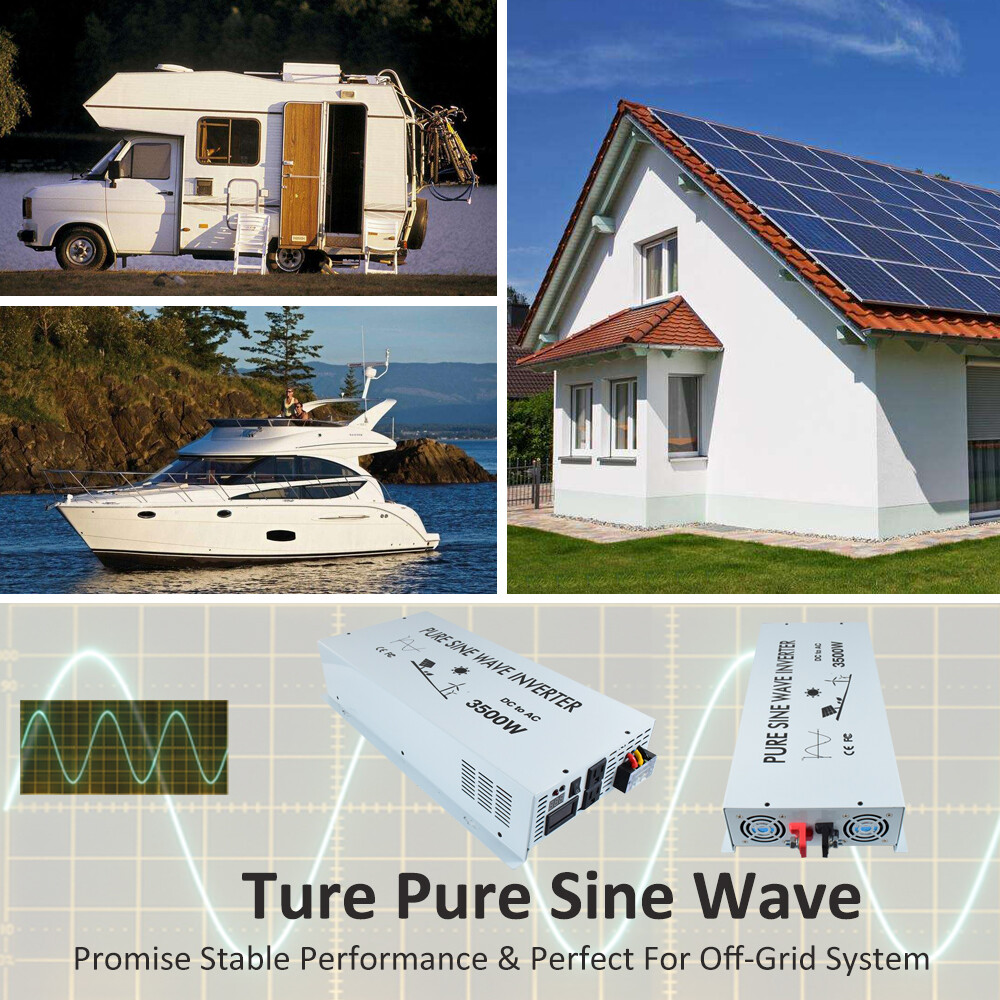 3500Watt Pure Sine Wave Inverter 48V DC to 110V 220V AC Power Converter Camp Car
