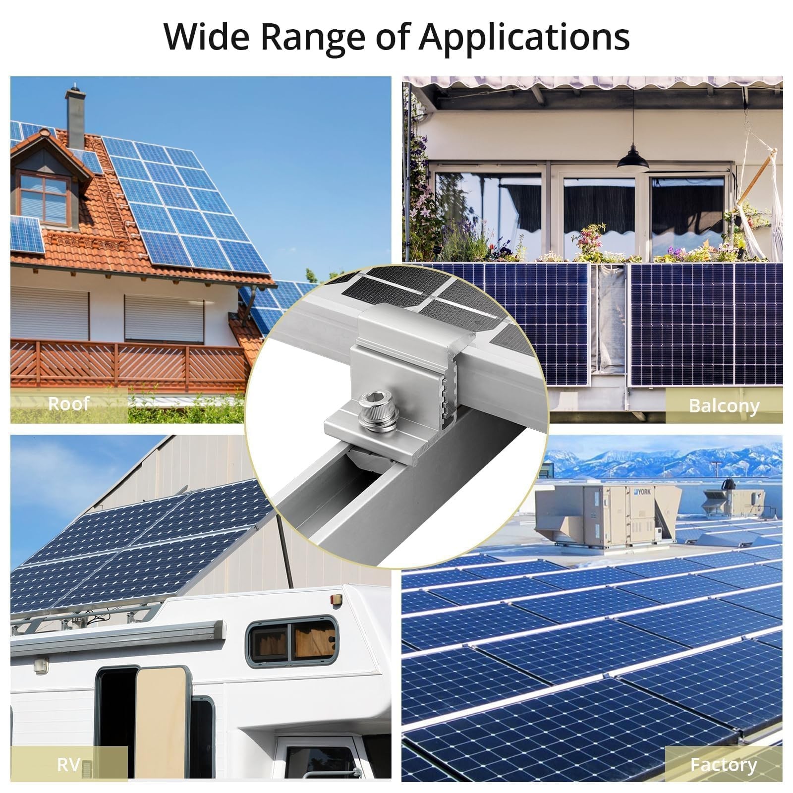 Solar Panel Mounting Brackets 30-50mm Adjustable, 10pcs Aluminum Solar Panel …