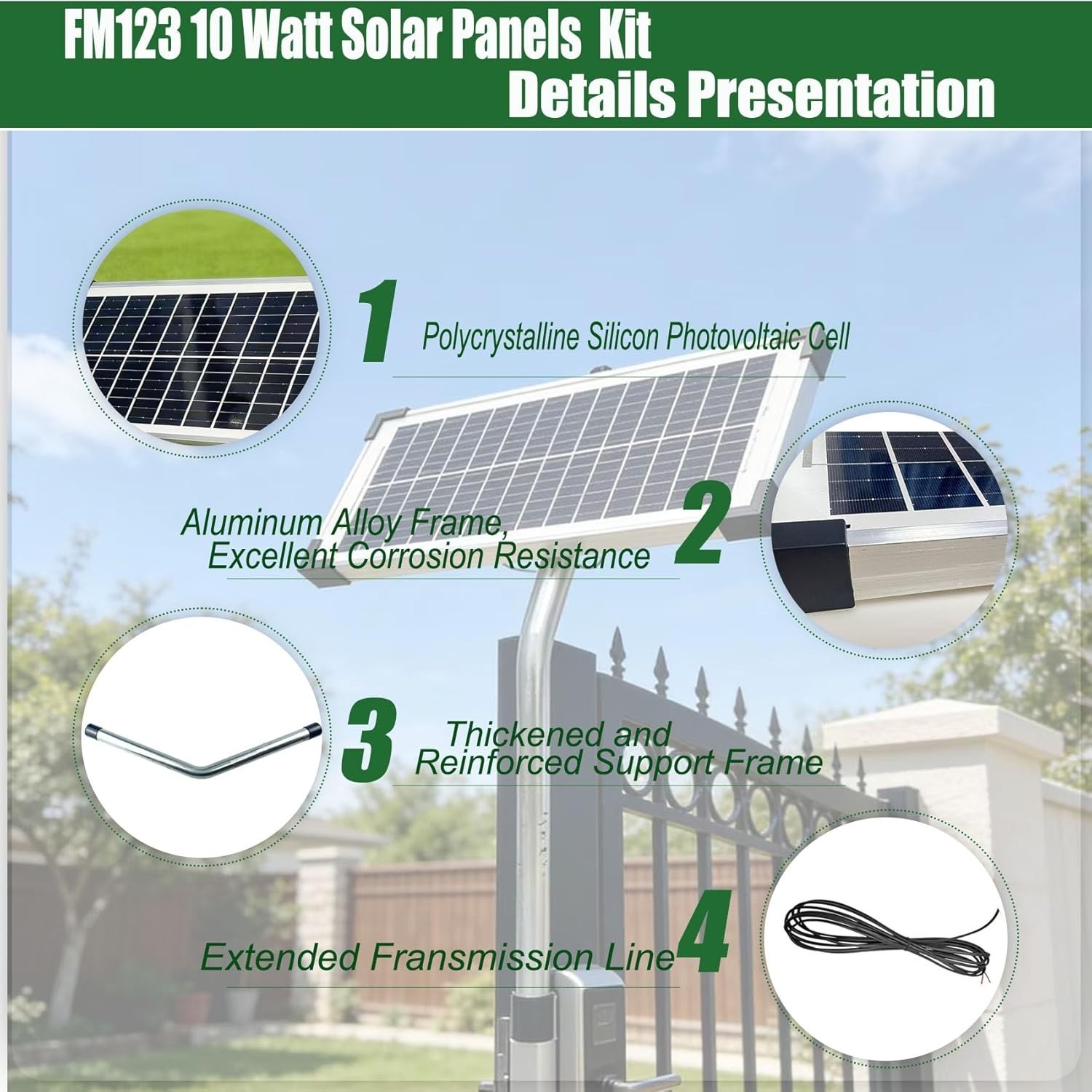 FM123 10 Watt Solar Panels Kit for Mighty Mule GTO PRO Automatic Gate Openers…