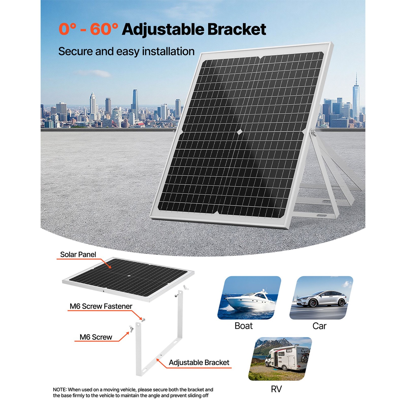 30W 12V Monocrystalline Solar Trickle Charger with Adjustable Mount & MPPT