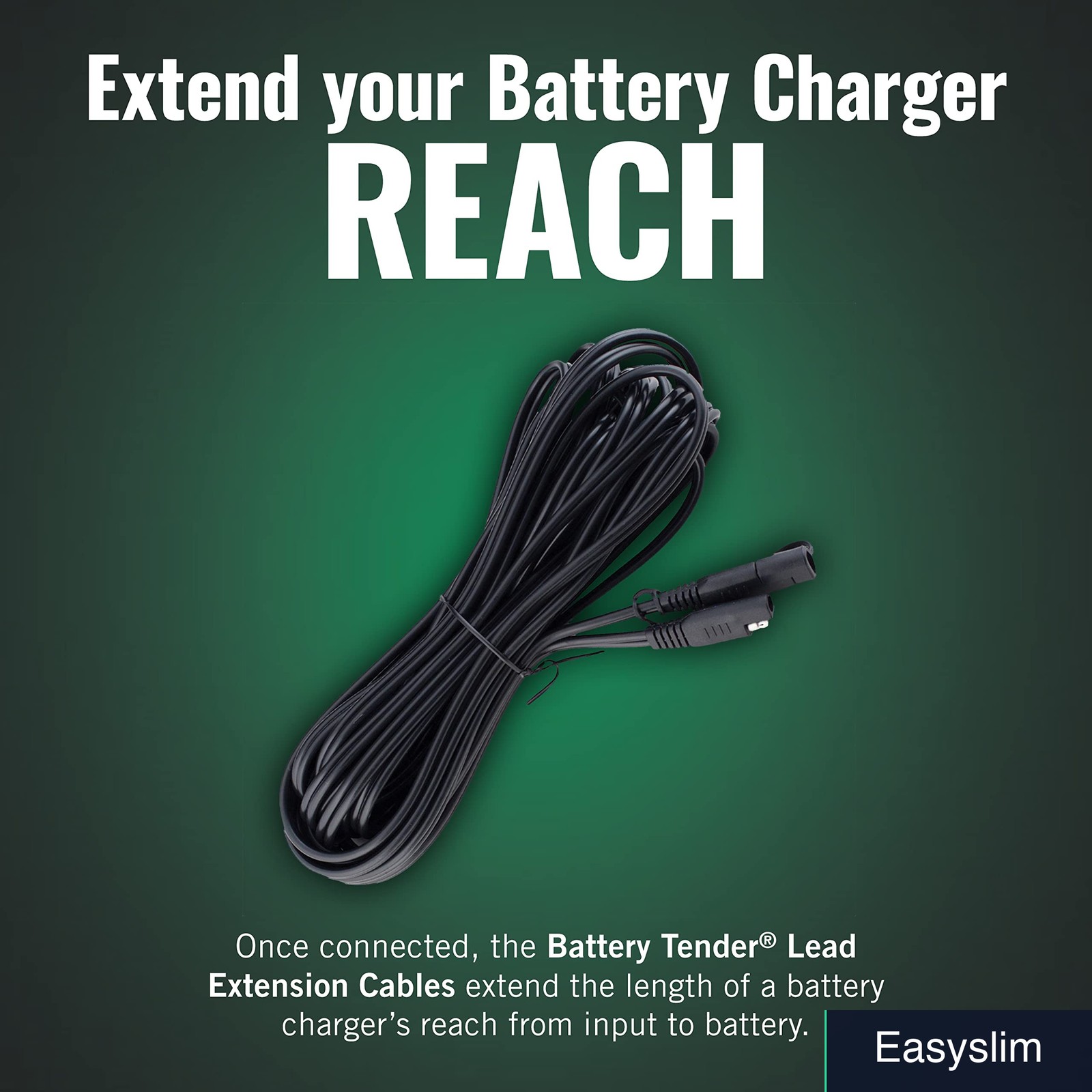 Battery Charger Extension Cable 12 Foot 4 Pack SAE Quick Disconnect Leads
