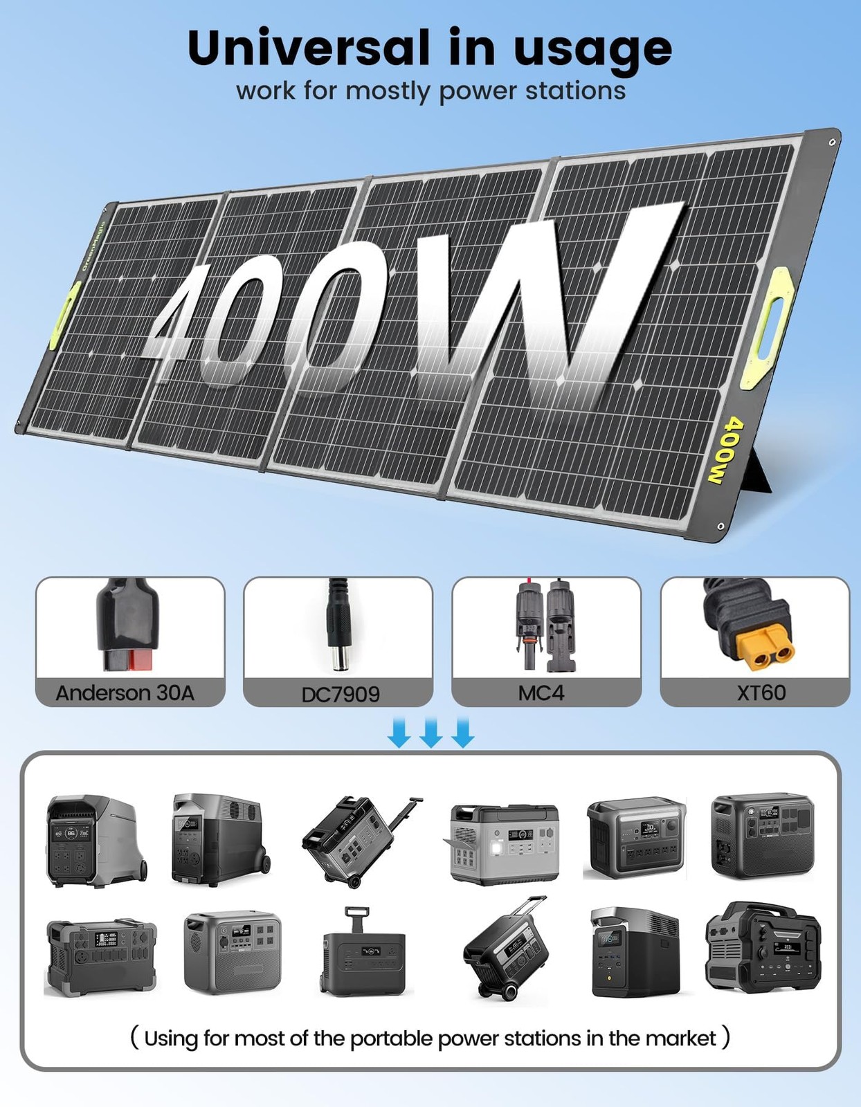 800W Portable Solar Panel, 2pcs 400W Portable Solar Panels 39V, 23% Efficienc…