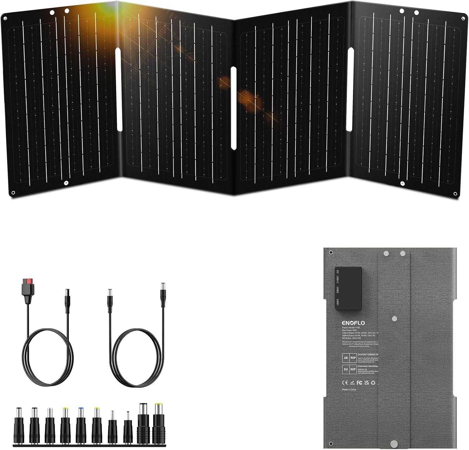Ultimate 60W Foldable Solar Charger with 10-in-1 Connector – Perfect for Gadgets