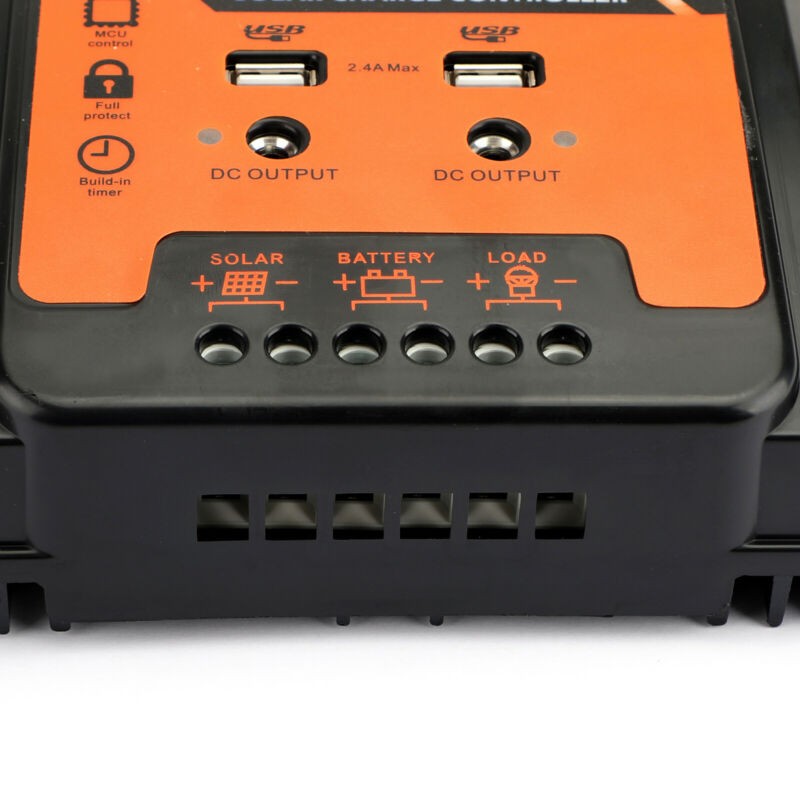 70A Battery Panel 12/24V Regulator 2pcs Solar Charger Controller