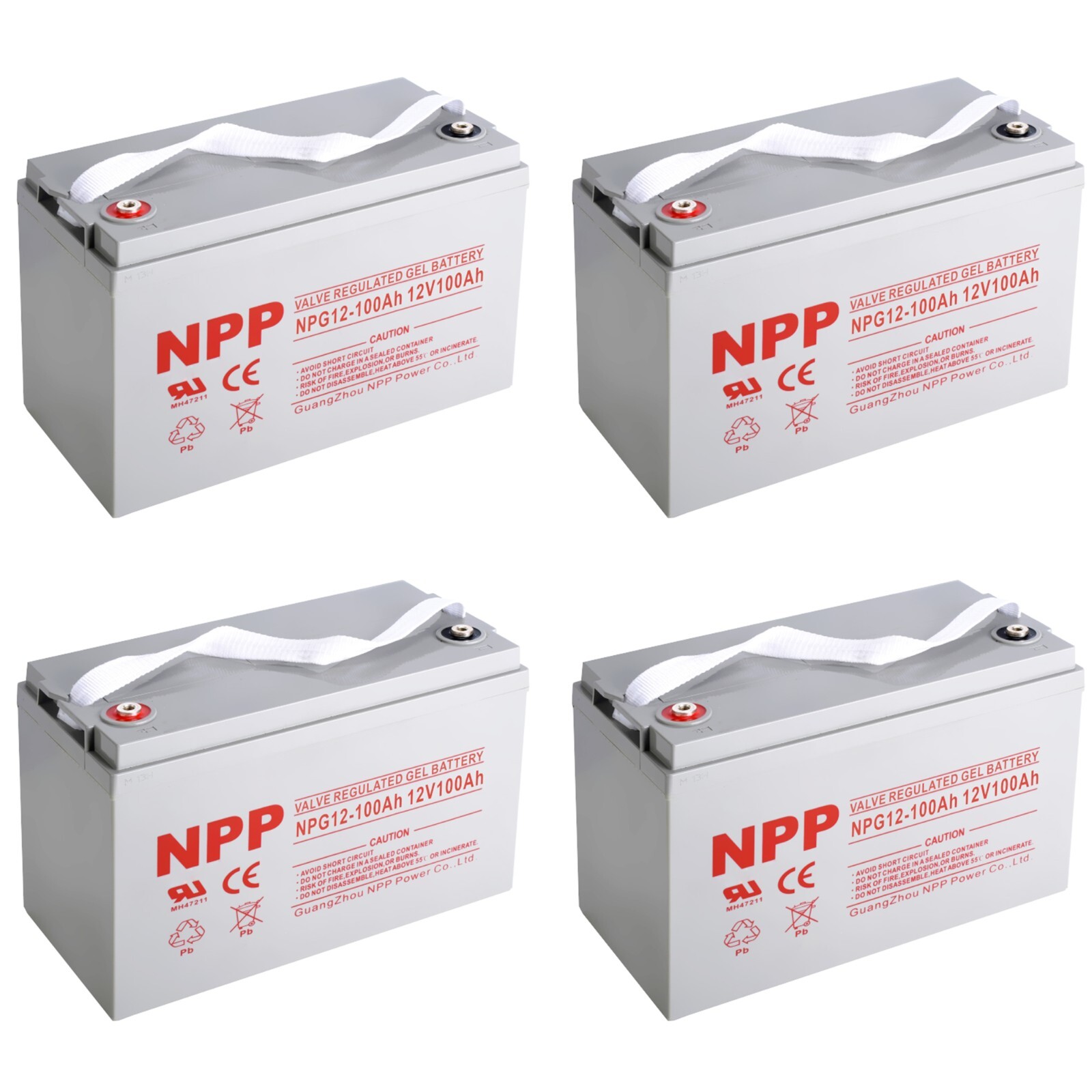 NPG12-100Ah (4 Pcs) 12V 100Ah Deep Cycle AGM Battery for RV Solar System Camping