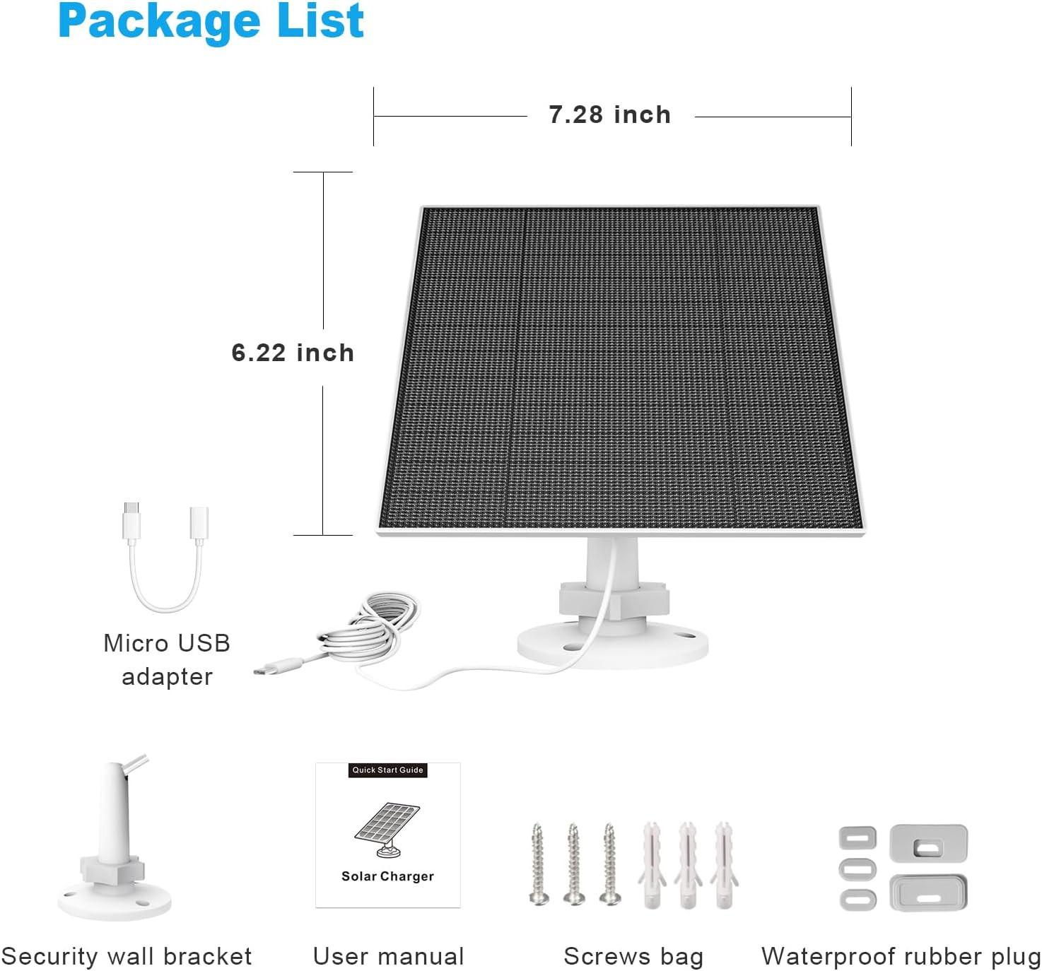 Solar Panel for Eufy Camera, 5W Solar Panel Charger Compatible with Eufycam, 5V