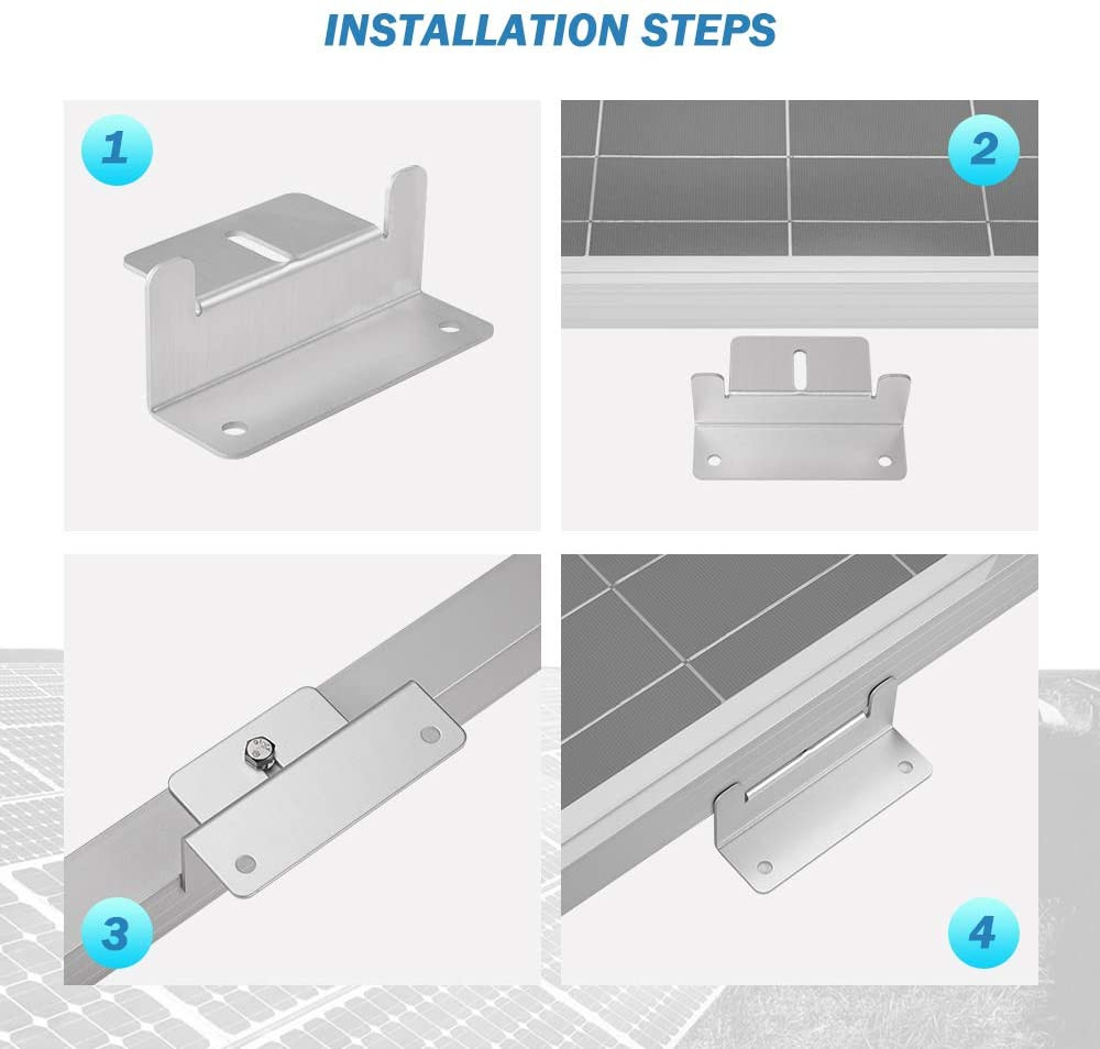 4Pcs Solar Panel Mounting Z Brackets Aluminum – RV Boat Wall Off Gird Roof Inst