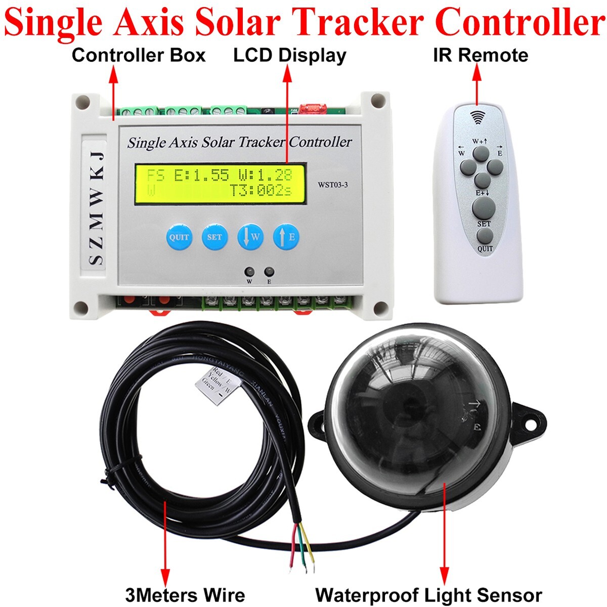 6000N Single Axis Solar Tracker Complete Kit W/ 12″ Linear Actuator + Controller
