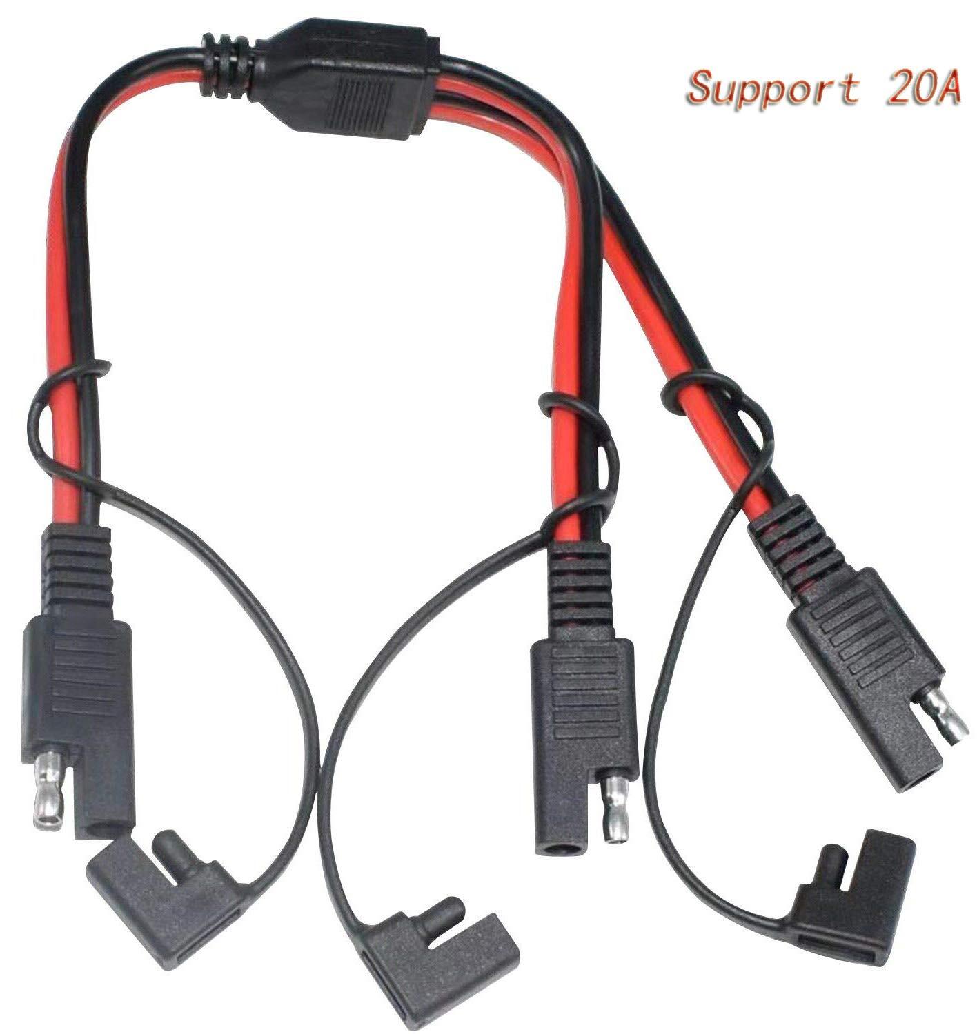 SAE Power Y Splitter Cable 14AWG 1-to-2 SAE Extension with Protective Cover