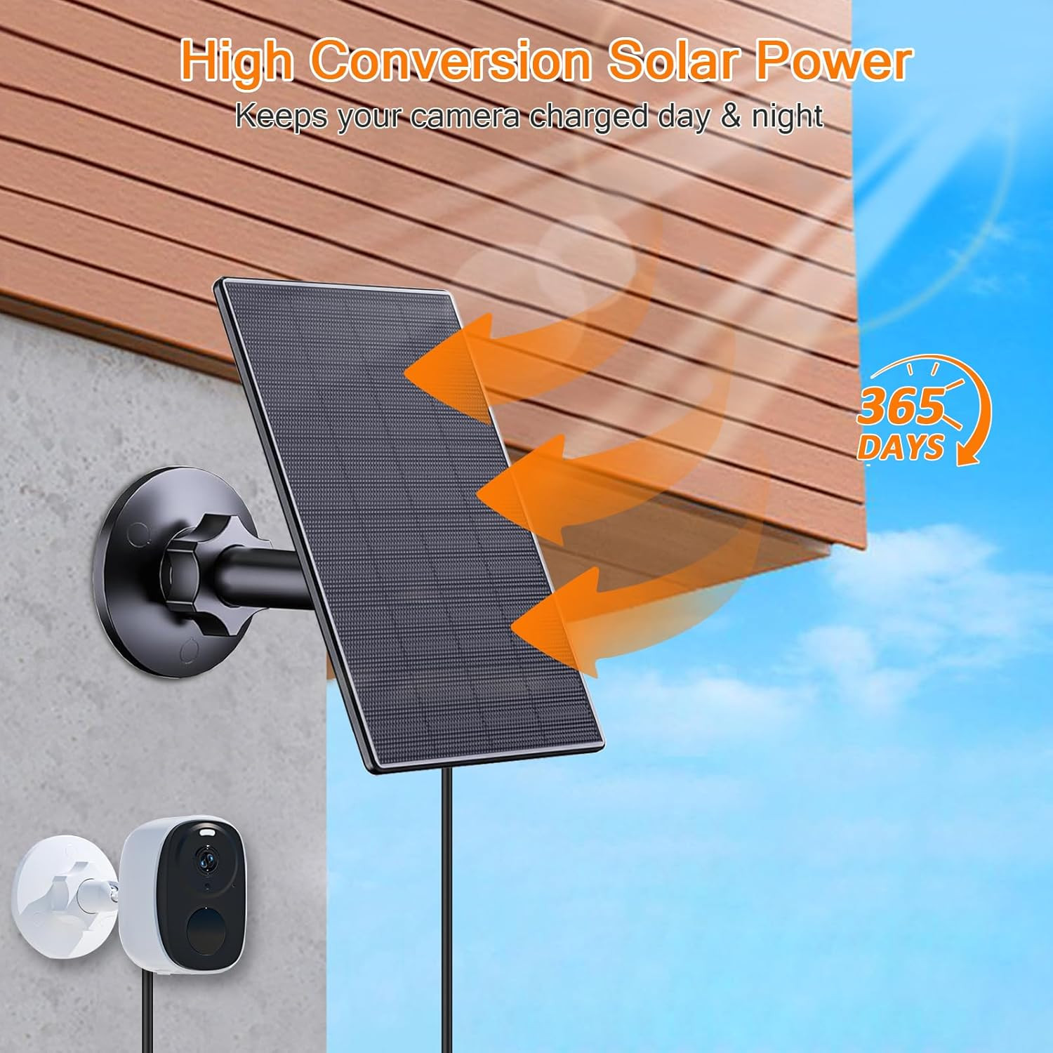 Zivif 2W Solar Panel for Security Cameras, Solar Charger with Micro USB & USB-C