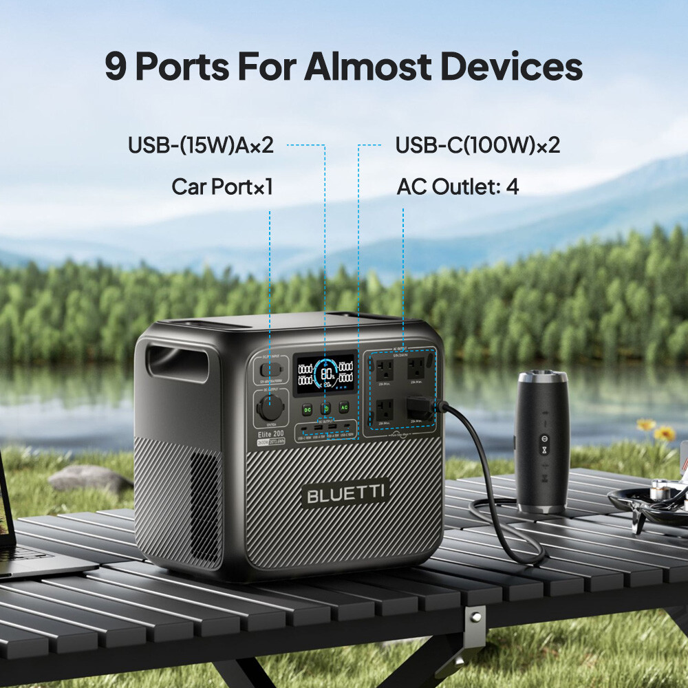 BLUETTI Elite 200 V2 2600W Portable Power Station+Optional 200W/350W Solar Panel