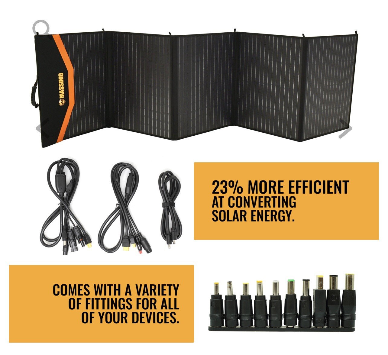 NEW Massimo 100W 18V Solar Panel,Charger w/10 DC Adaptor Powerstation Camping