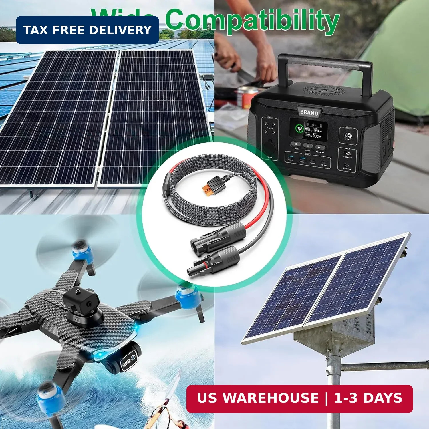 HKY Solar to XT60i Extension Cable 16.4FT Injection Molded XT60i Connector for P