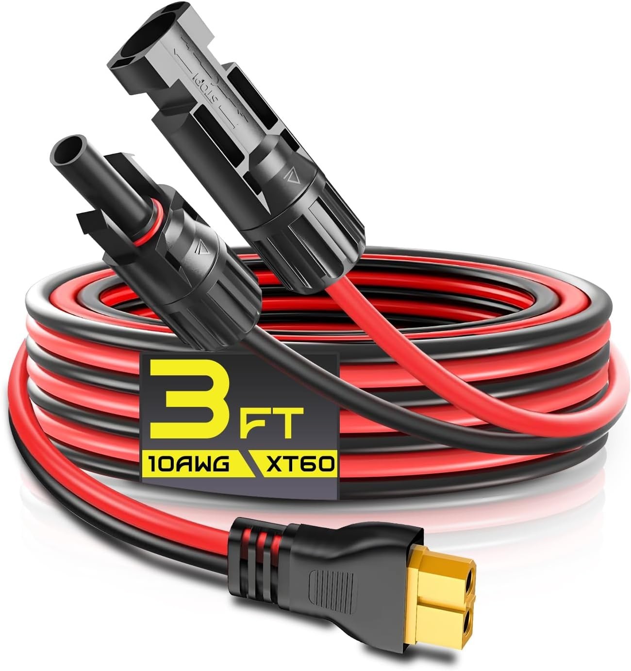 Durable 3FT 10AWG XT60 Solar Panel Extension Cable – Fast Charge & Waterproof