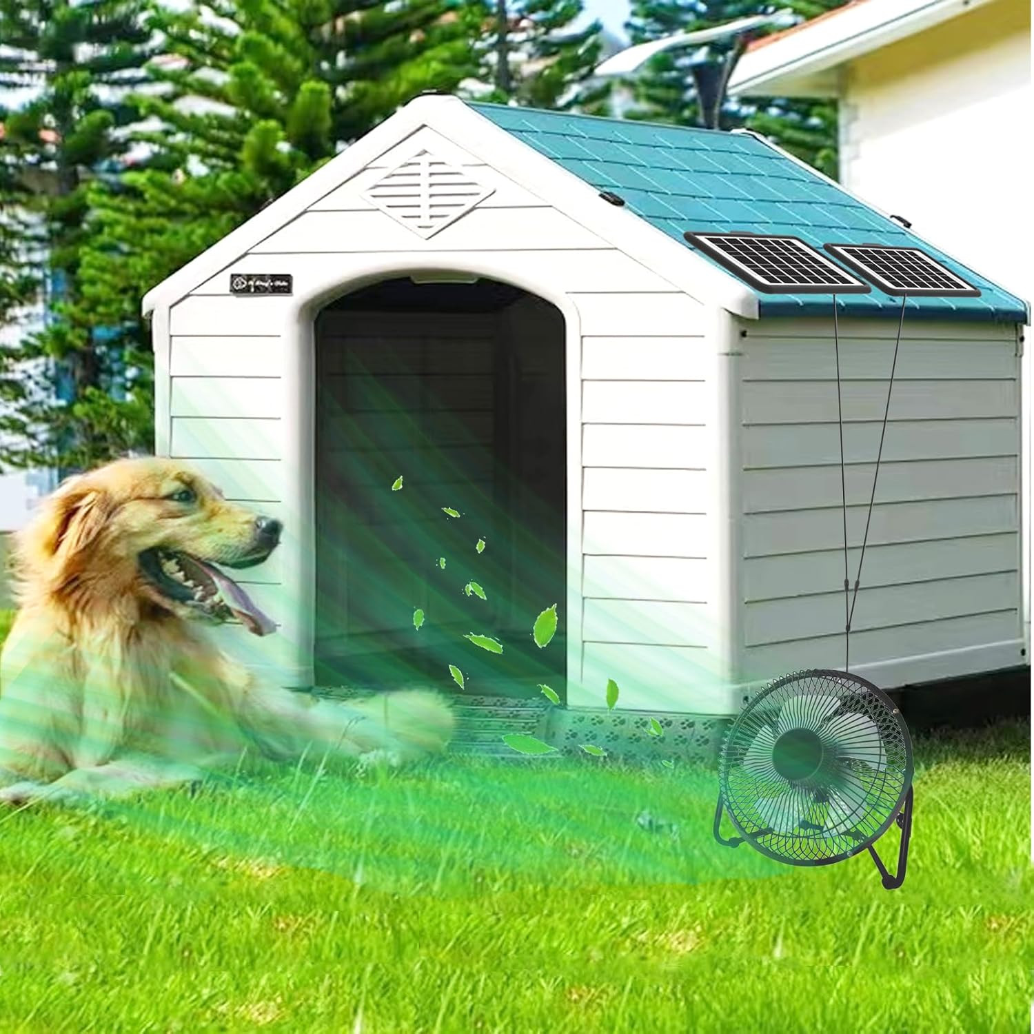Solar Powered Fan, 8 Inch Install-Free with 25W Dual Solar Panels, Cloudy Days W
