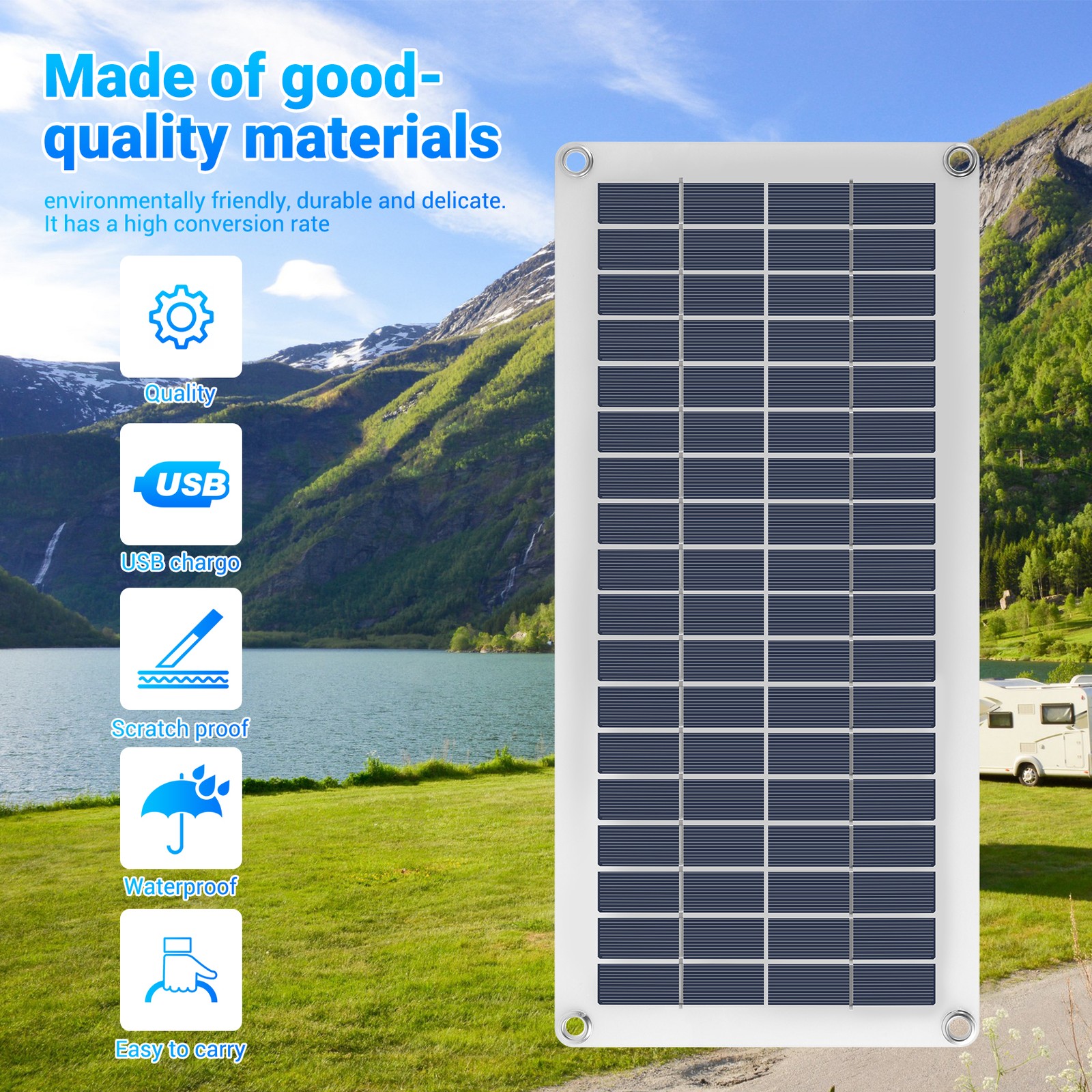 15W Solar Panel 12-18V Solar Cell Solar Panel for Phone RV Car MP3 PAD 5876