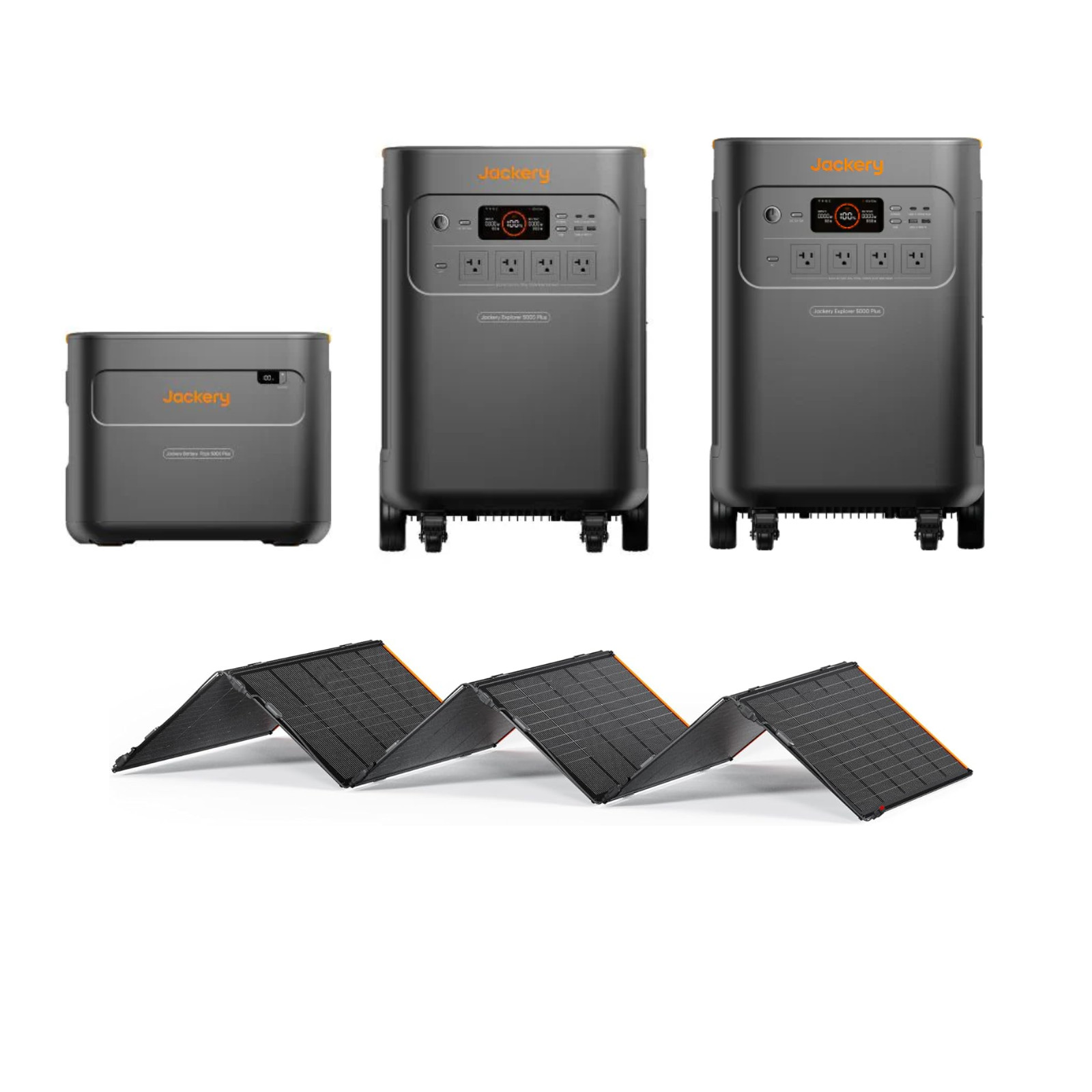 Jackery E5000 Plus Power Station QTY 2 + 1 Extra Battery + 1 500W Solar Panel