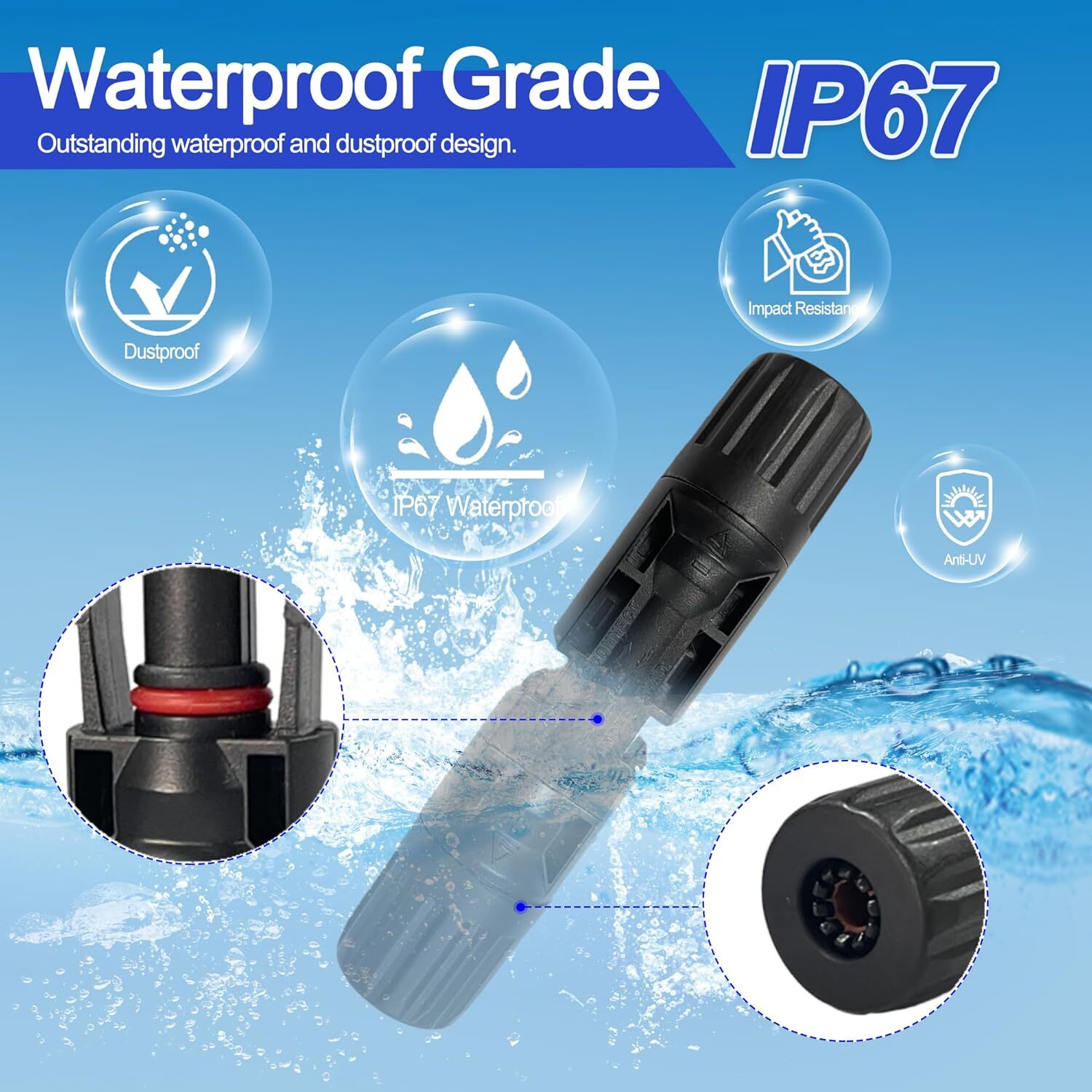 1/5/10/20/50/100 Pairs Male Female Solar Cable Connectors For DIY Solar Panel US