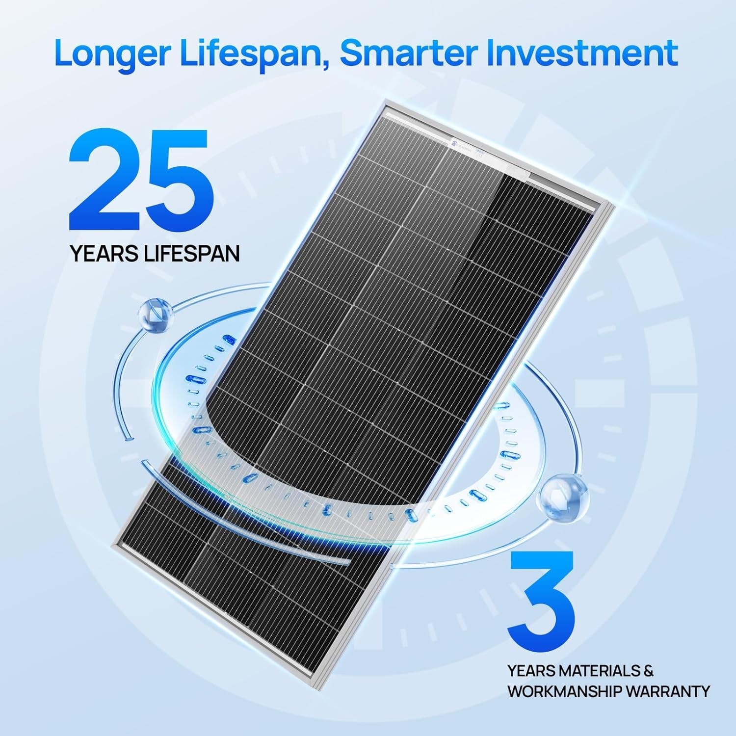 25% Efficient 100W Bifacial Solar Panel – Perfect for RVs & Off-Grid Systems