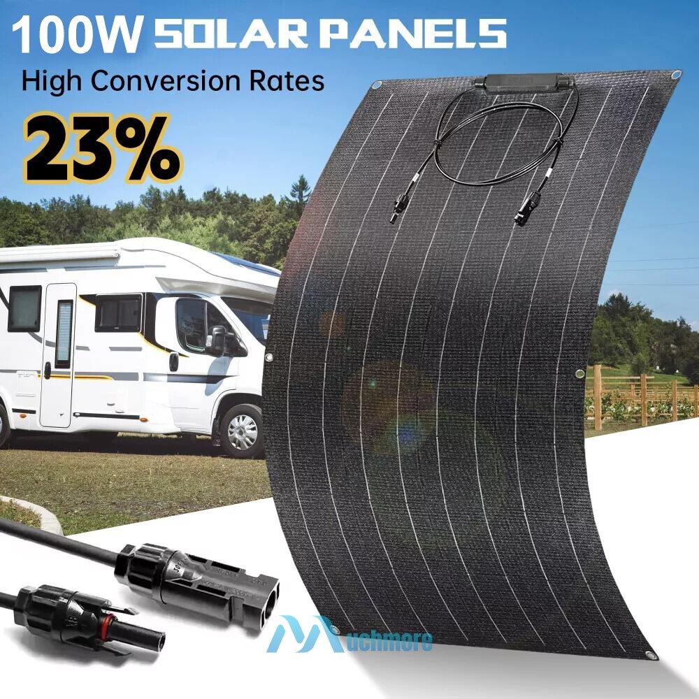 200W Flexible Solar Panel Mono 12V Home RV Camping Off-Grid Power Charger Roof