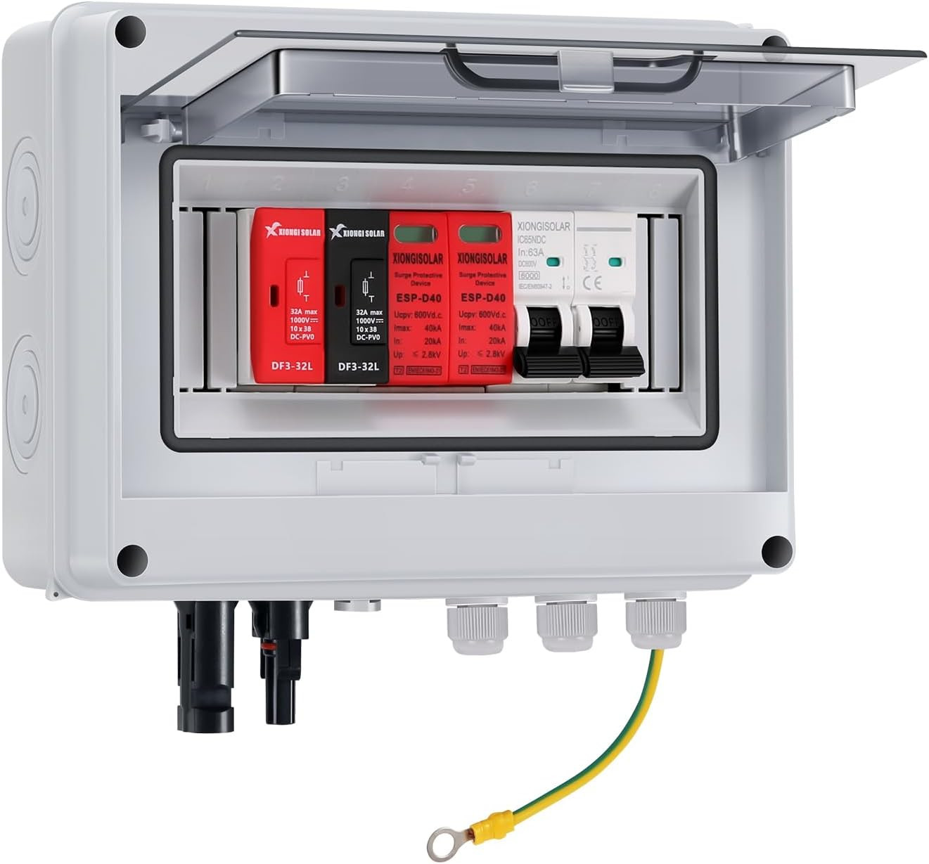 VOU 600V Solar DC PV Combiner Box for Solar Panel,1 String with Lightning Arrest