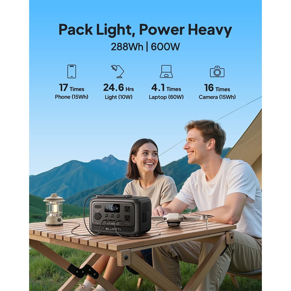 BLUETTI Elite 30 V2+100W Solar Panel 288Wh Portable Power Station for Outdoors
