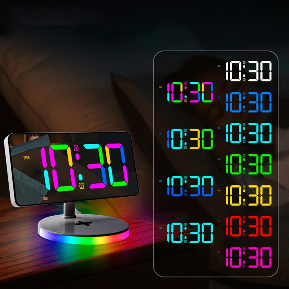 Stylish Electronic Desk Clock Featuring Customizable Colors and Alarms