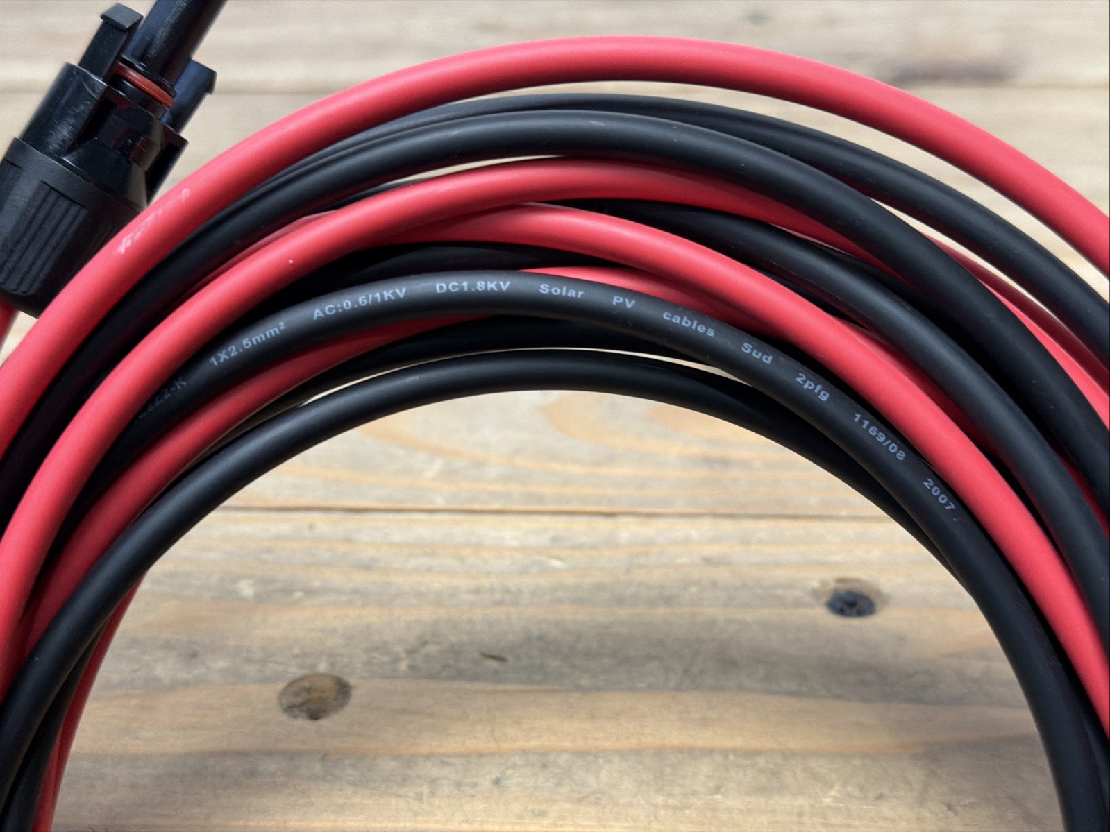 10FT Solar Panel Extension Cable Connectors Black Red 1×2.5mm NEW