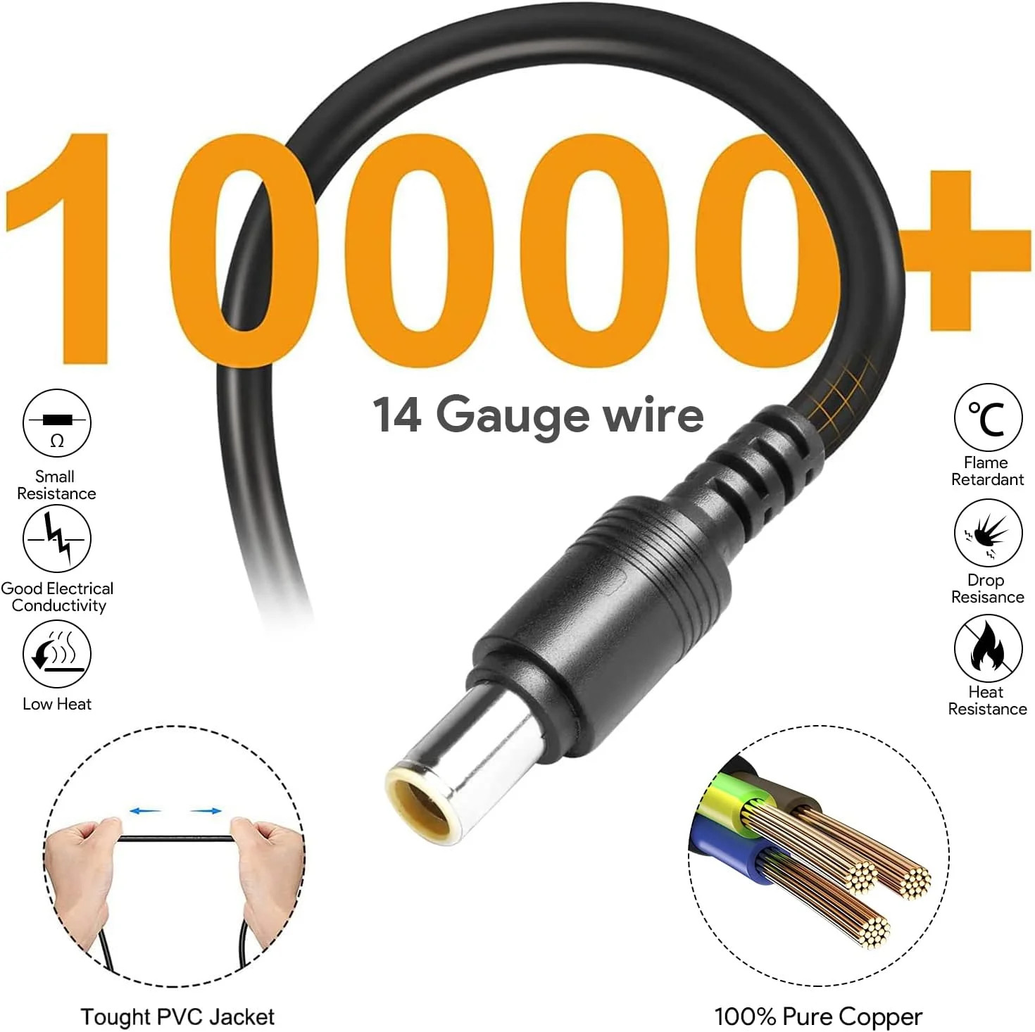 20FT Jackery Solar Panel Extension Cable 14AWG Anderson Connector to DC 8mm Adap