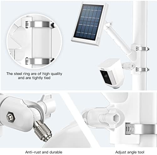 2-in-1 Pole Mounting Bracket for Ring Stick Up Cam Pro Solar Panel and Battery O