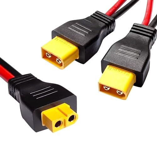 10AWG XT60 Y Splitter Cable, XT60 Female to Dual Male Connector Adapter for