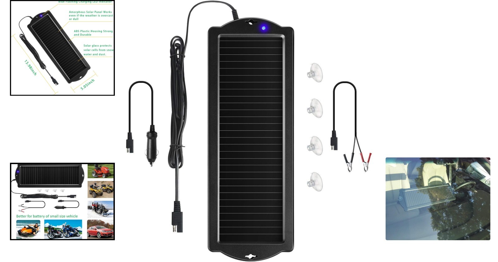 High Efficiency 12V Solar Trickle Charger for Automotive Vehicles
