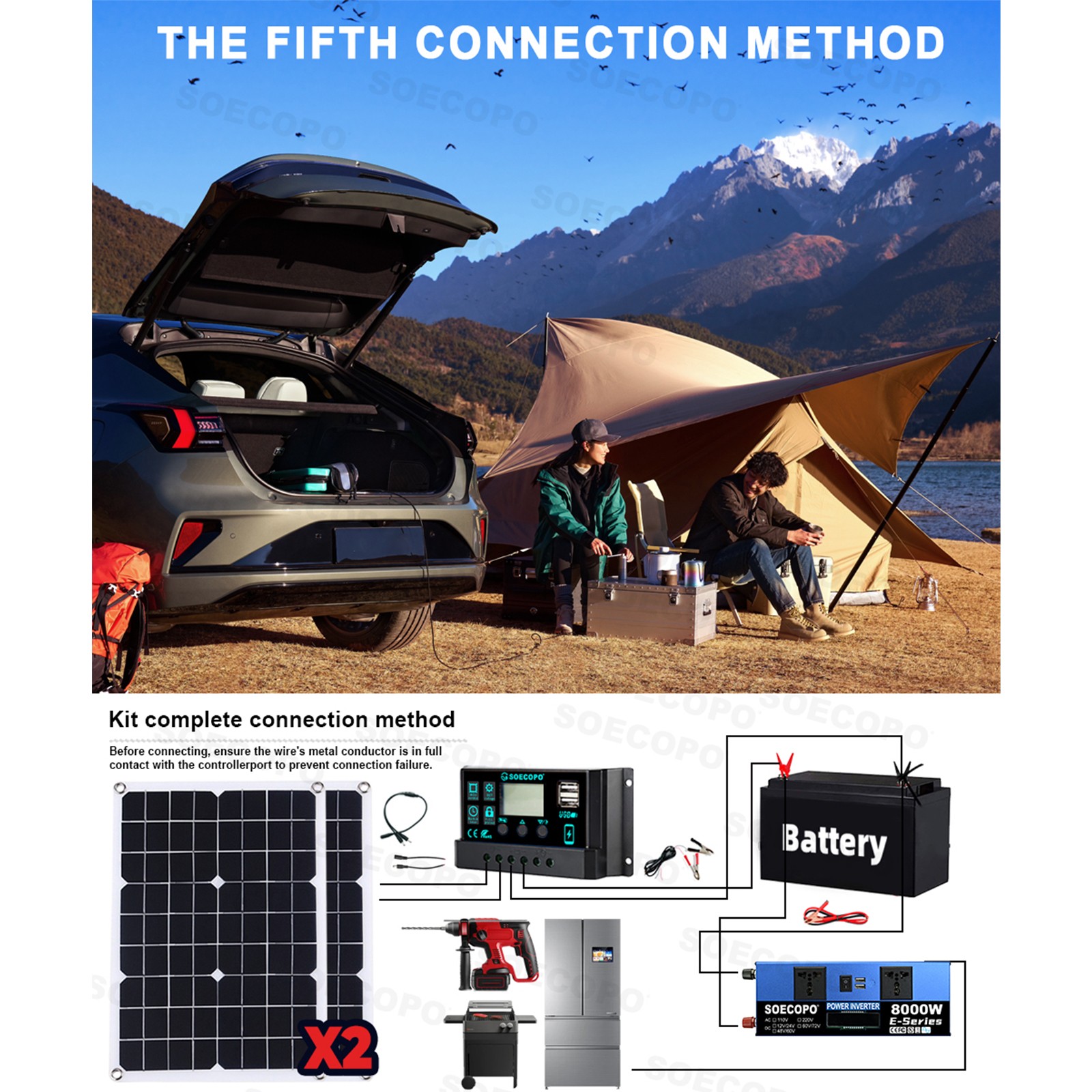 8000W Off-Grid Solar Bundle: Inverter, 2pcs Solar Panels, Charge Controller