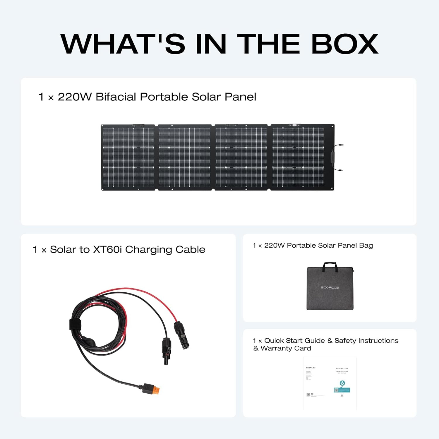 EF ECOFLOW 220W Portable Solar Panel, Bifacial Design up to 25% Conversion Effic